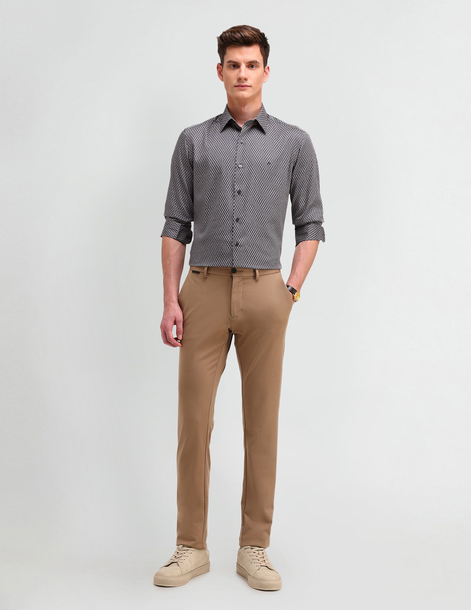 Arrow Newyork Manhattan Slim Fit Geometric Printed Shirt