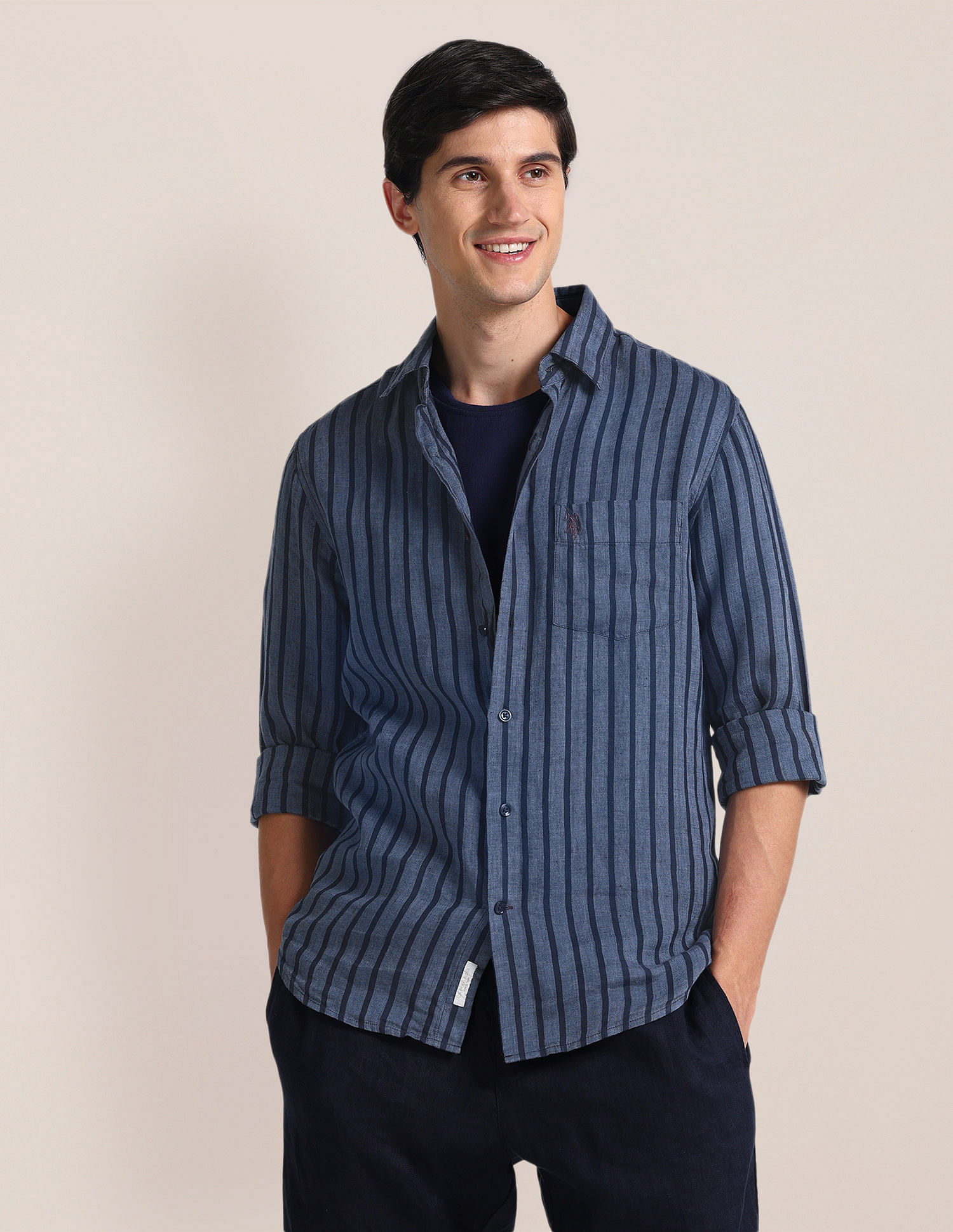 U.S. Polo Assn. Vertical Stripe Linen Shirt