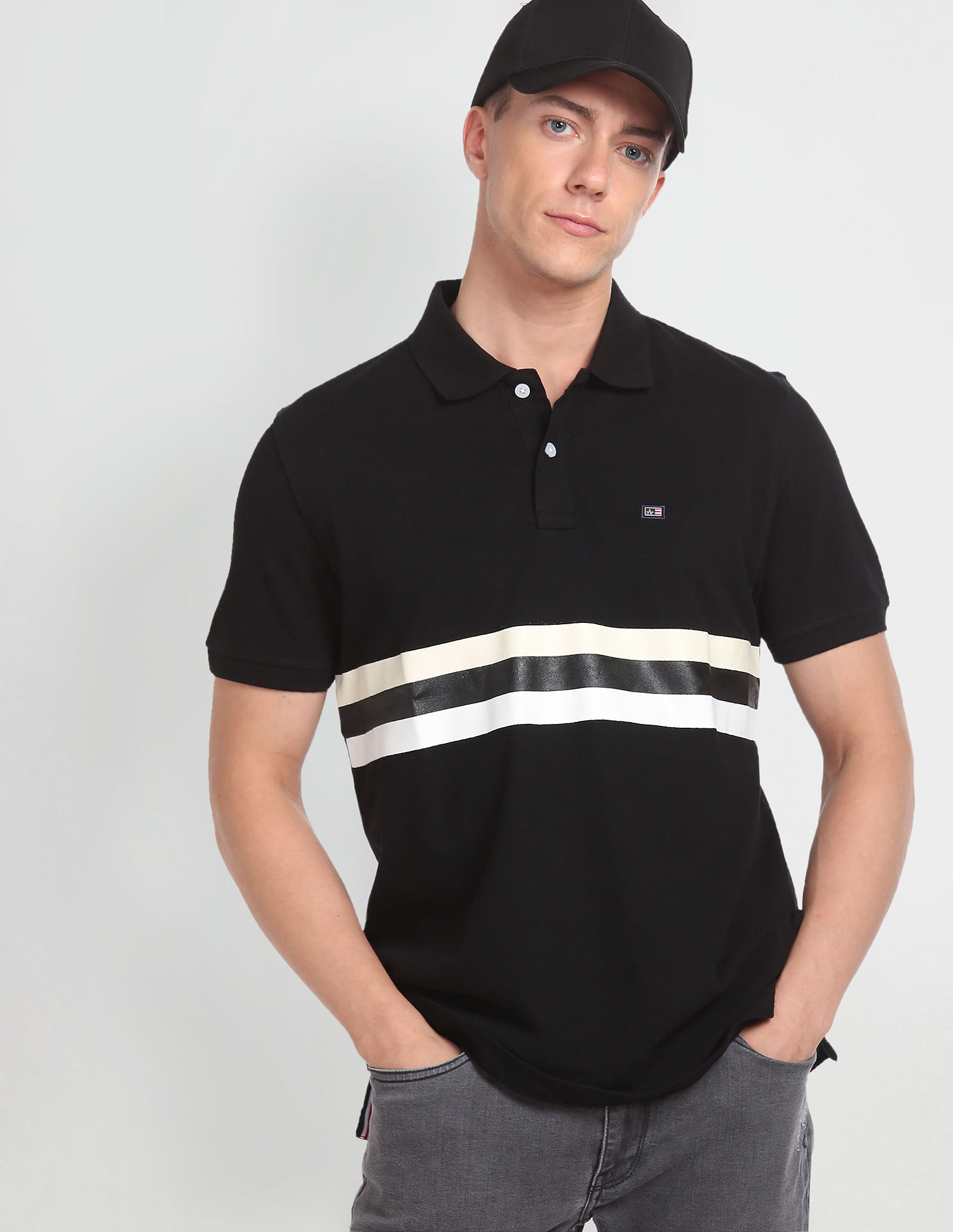 Arrow Sports Horizontal Stripe Cotton Polo Shirt