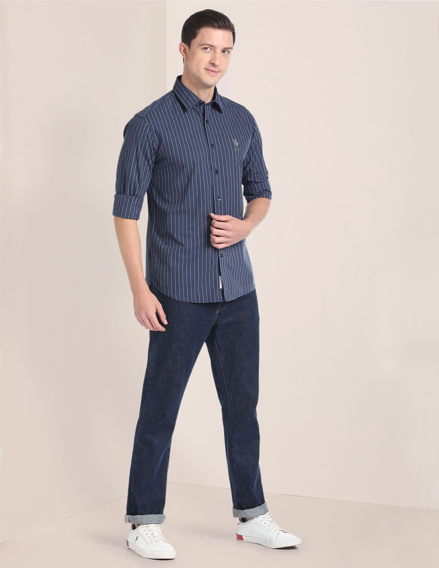 U.S. Polo Assn. Cotton Melange Vertical Stripe Shirt