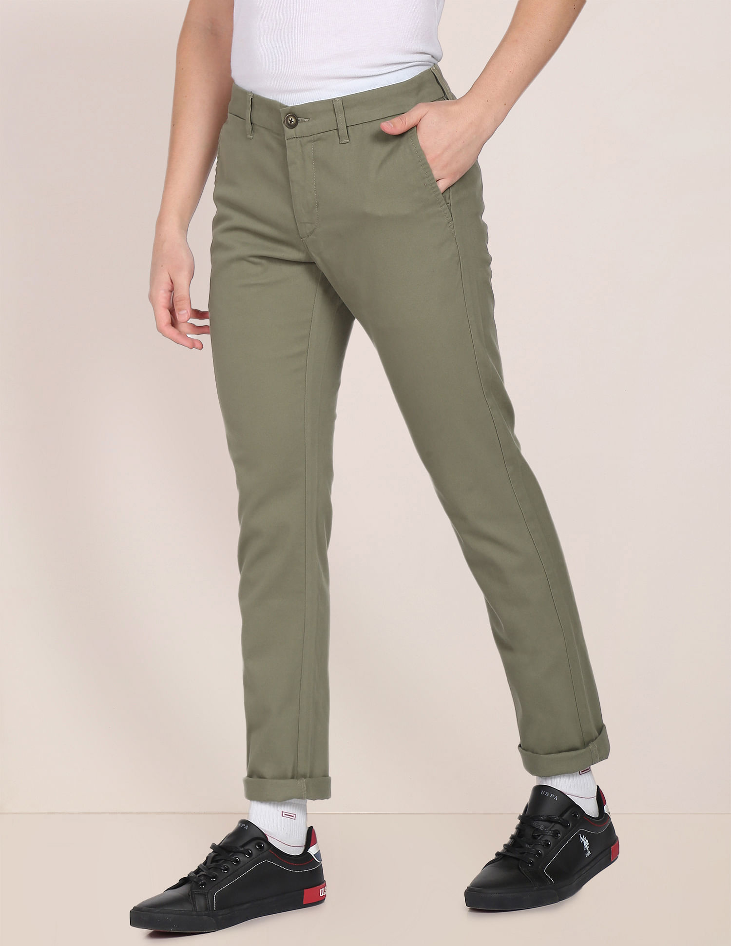 Buy US Polo Assn Beige Slim Fit Trousers for Men Online  Tata CLiQ