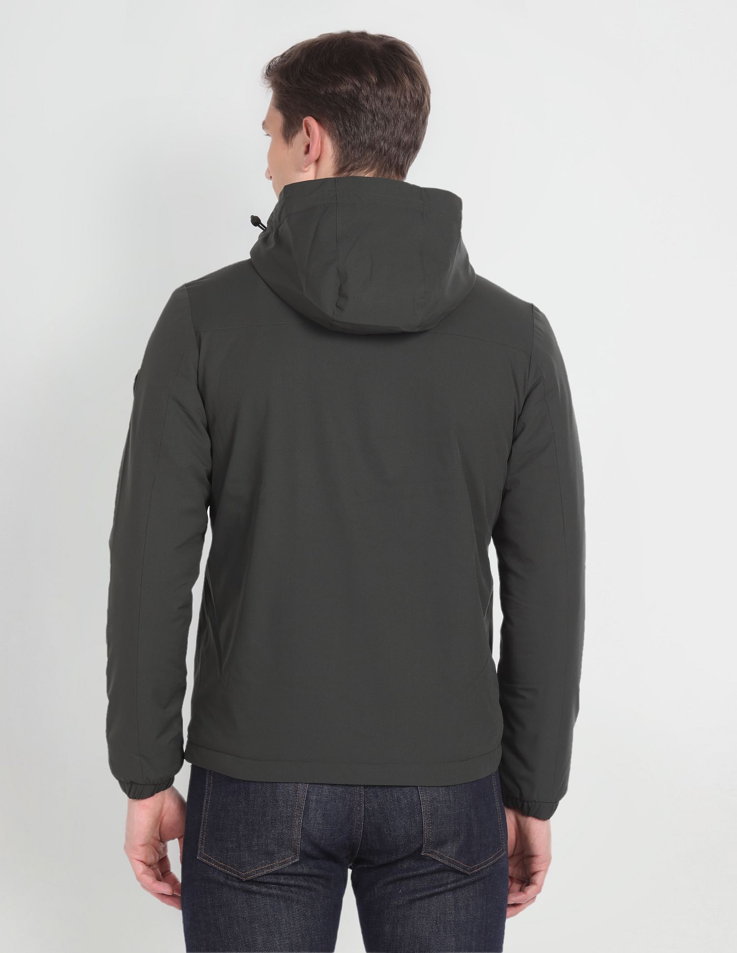 Arrow Sports Solid Hooded Jacket