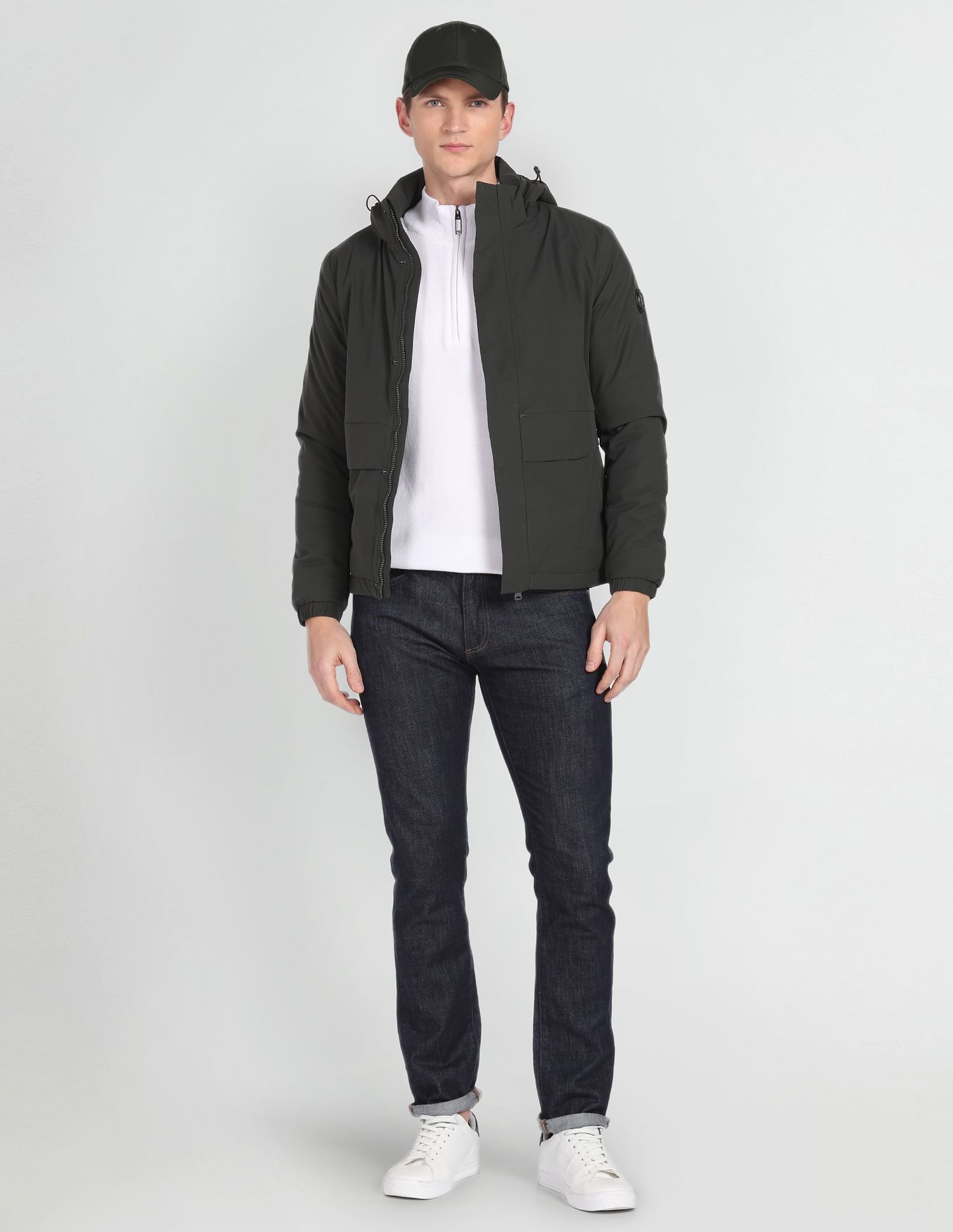 Arrow Sports Solid Hooded Jacket