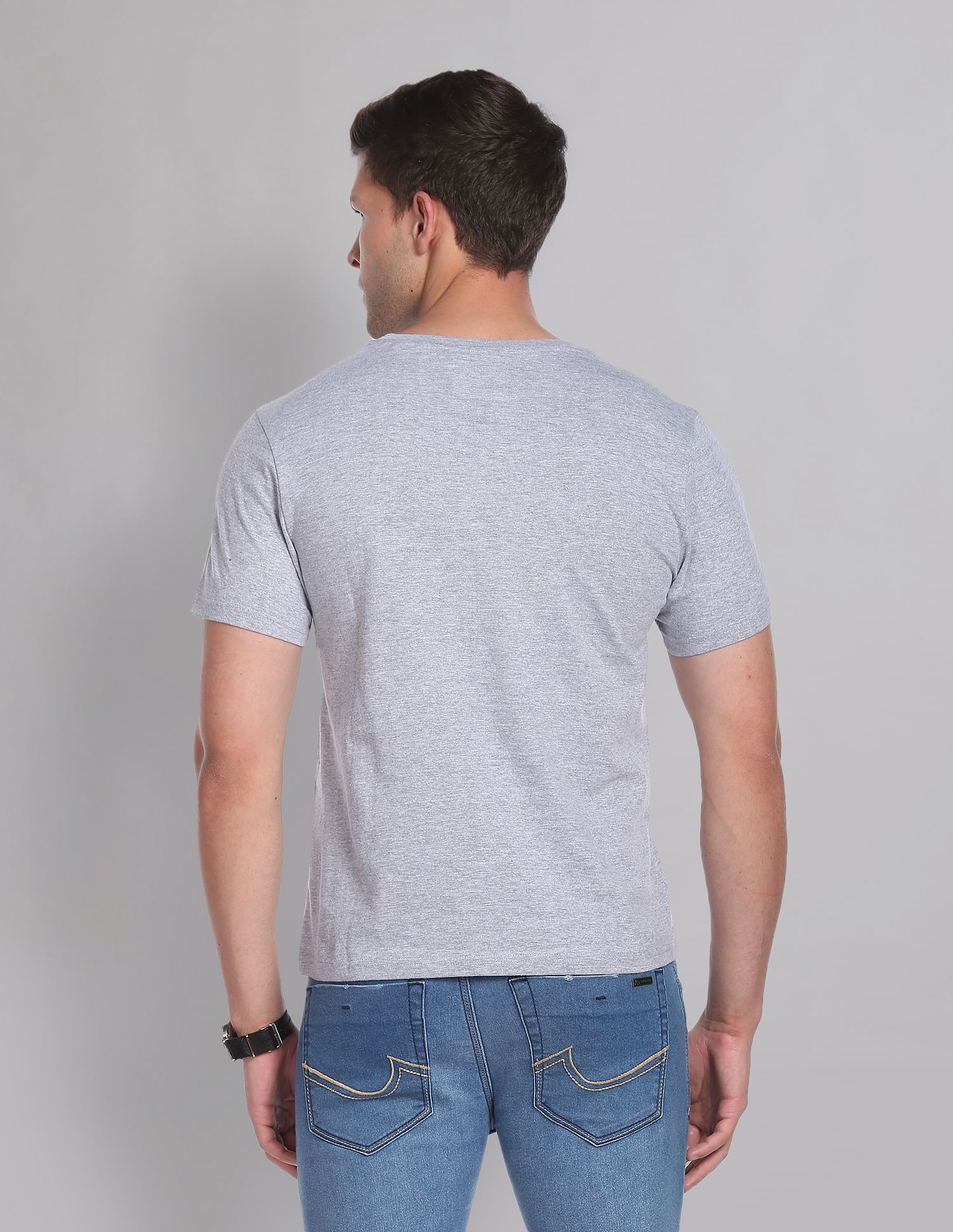 AD by Arvind Crew Neck Graphic Print T-Shirt