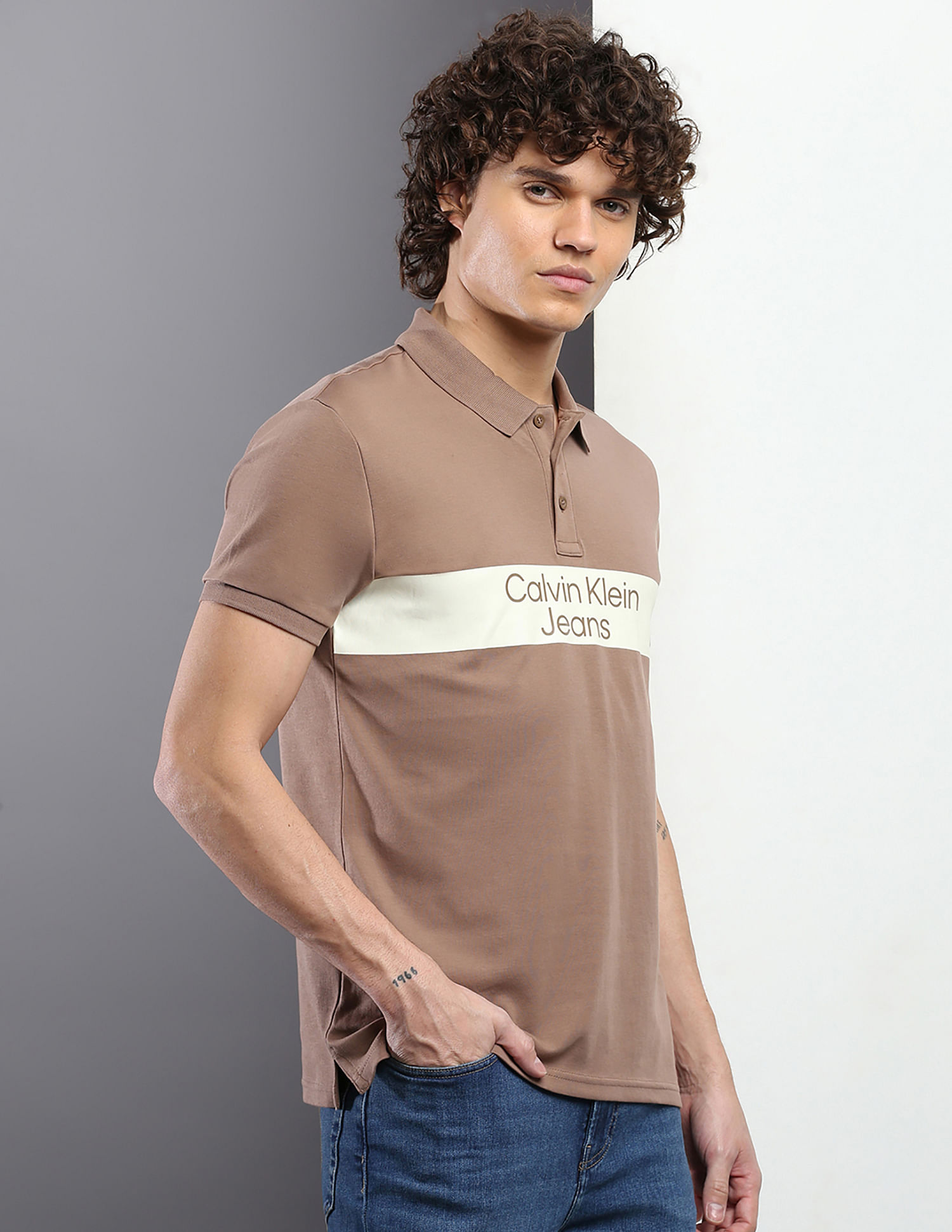 Calvin Klein Jeans Solid Slim Fit Blocking Polo Shirt