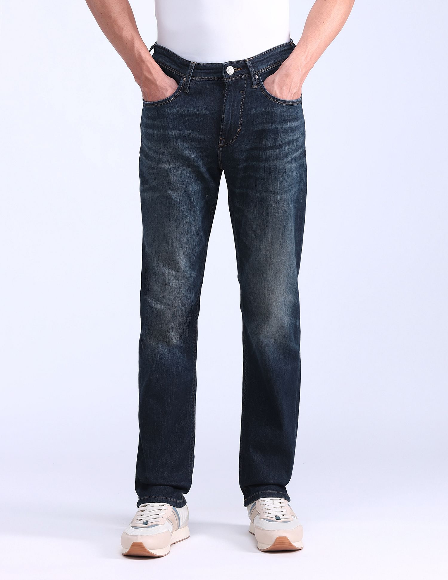 Flying Machine Freddie Slim Straight Fit Whiskered Jeans