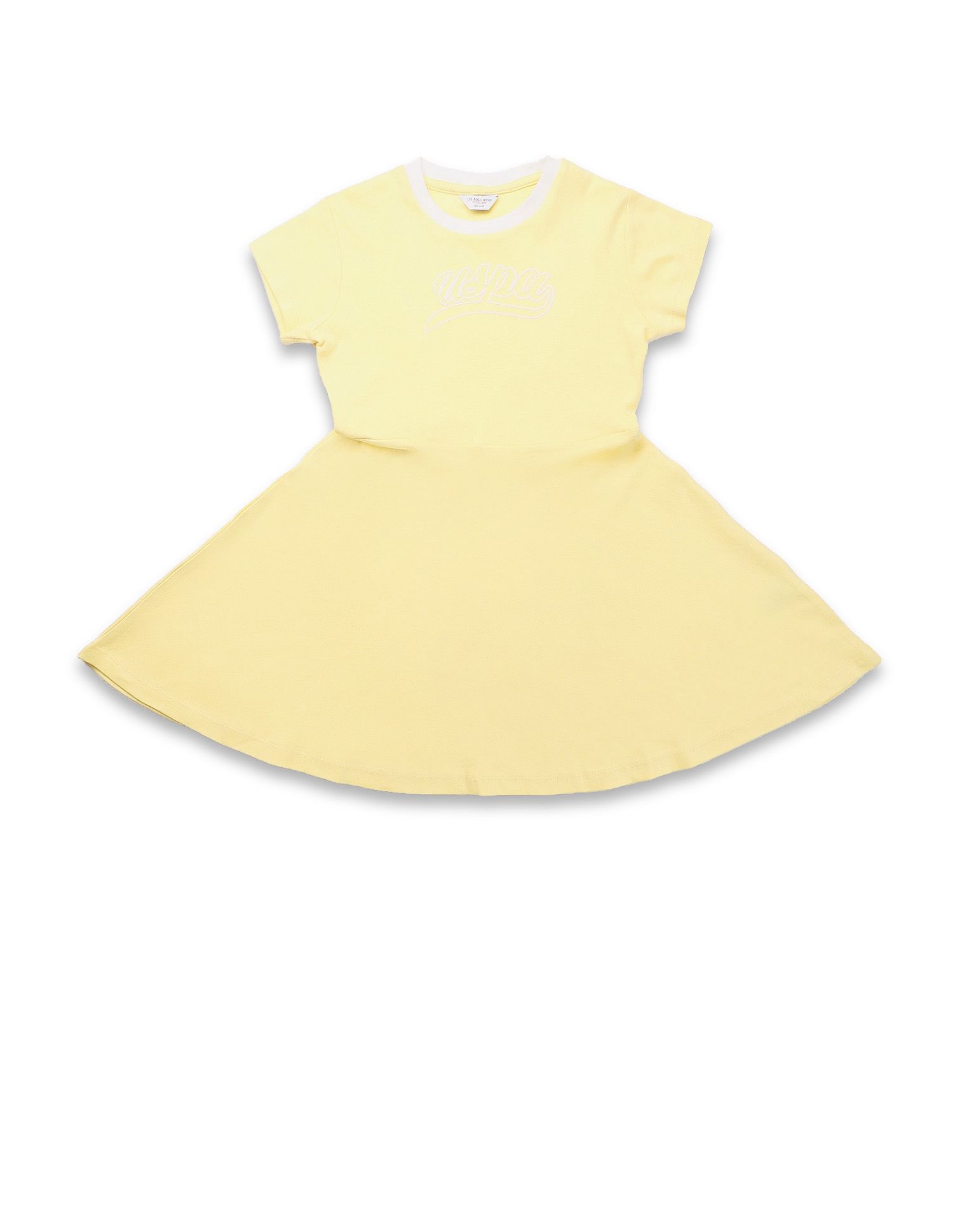 U.S. Polo Assn. Kids Girls Brand Printed Fit And Flare Dress