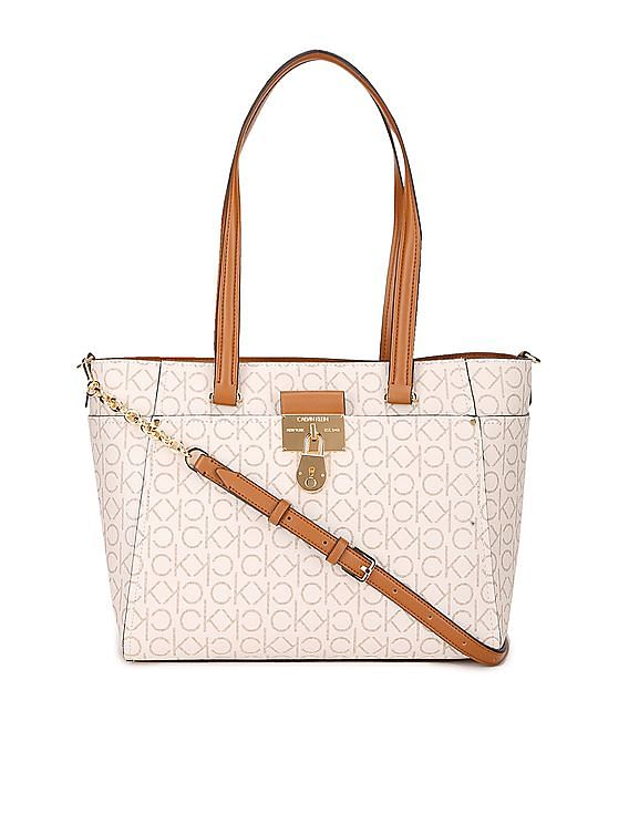 Buy Calvin Klein Women Brown Monogram Print Tote Bag - NNNOW.com