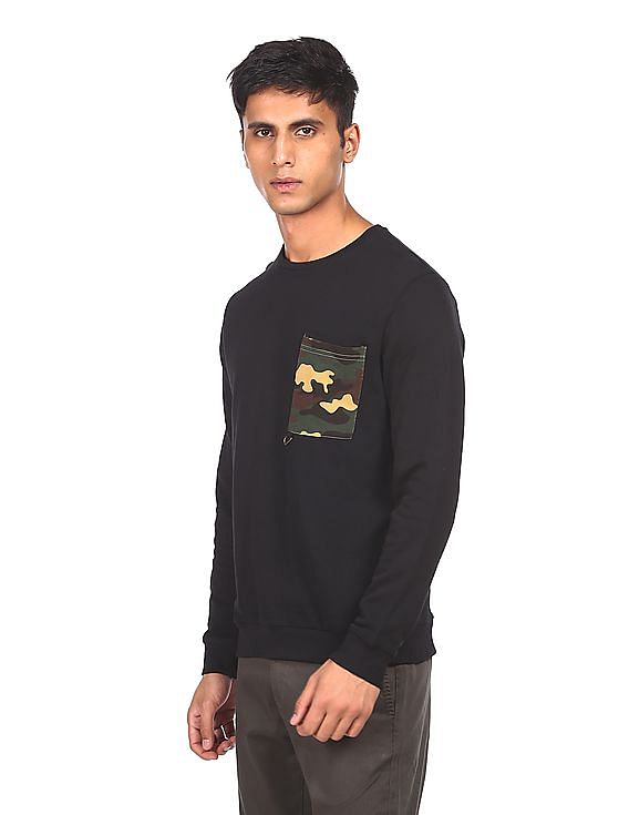 Flying Machine Long Sleeve Solid Sweatshirt