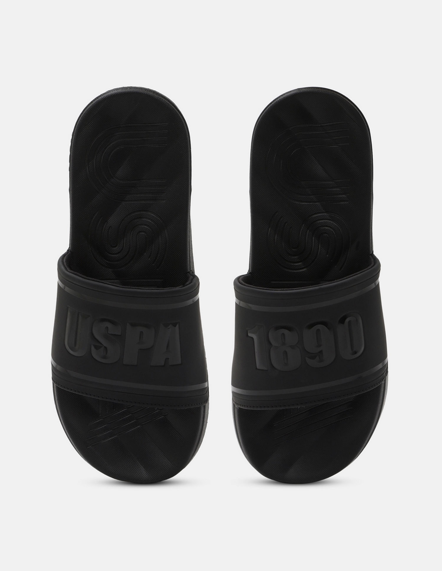 U.S. Polo Assn. Men Brand Embossed Deja Blk Slippers