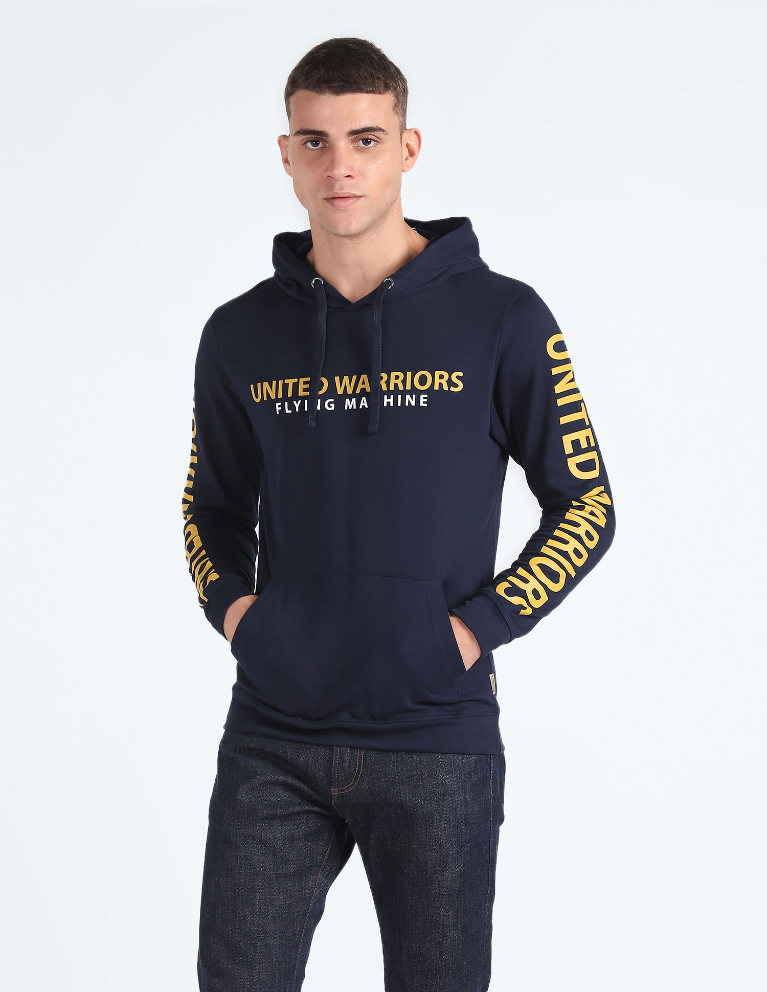Flying Machine Brand Print Hooded Sweatshirt