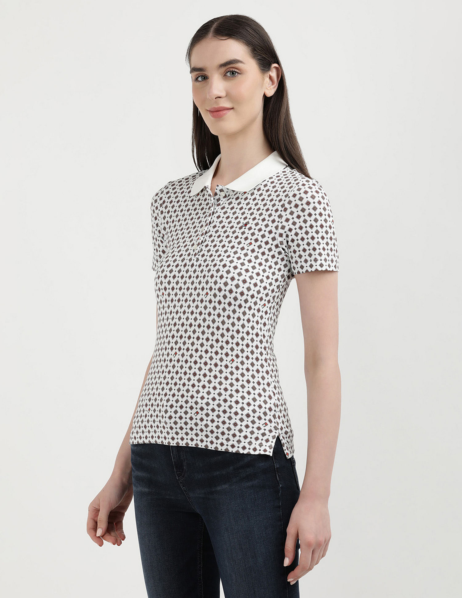 Tommy Hilfiger Slim Fit Geometric Printed Polo Shirt