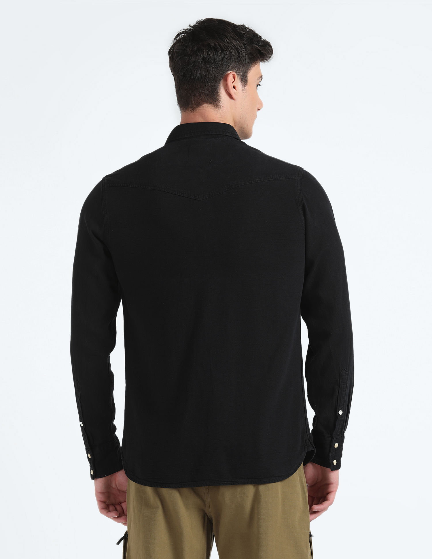 Flying Machine Patch Pocket Solid Shirt