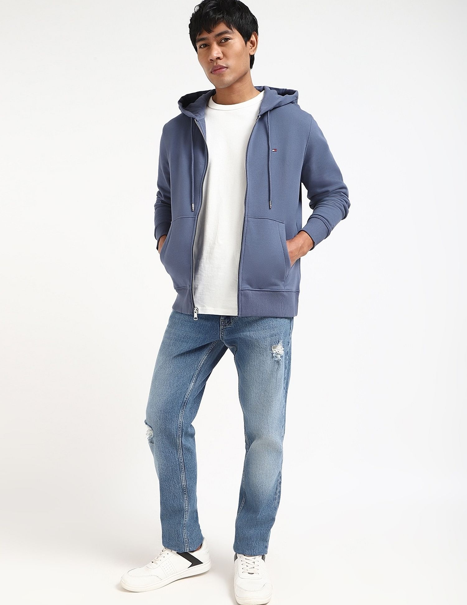 Tommy Hilfiger Solid Regular-Fit Cotton Hodded Sweatshirt