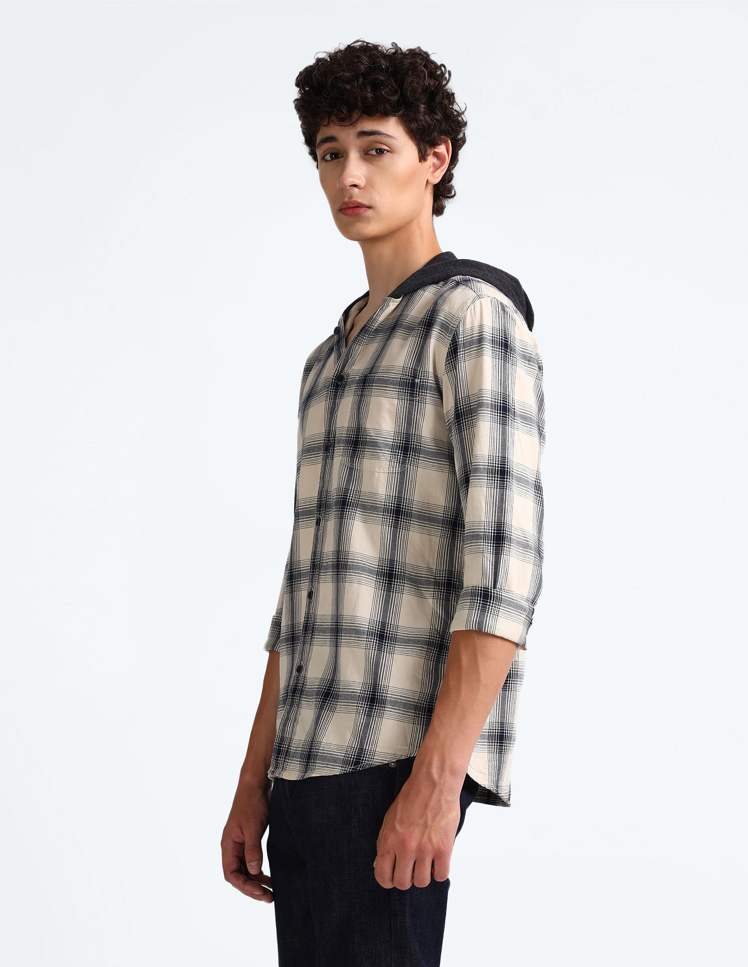 Flying Machine Pure Cotton Hooded Shirt
