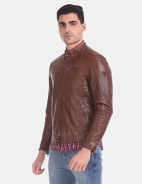 us polo assn brown leather jacket