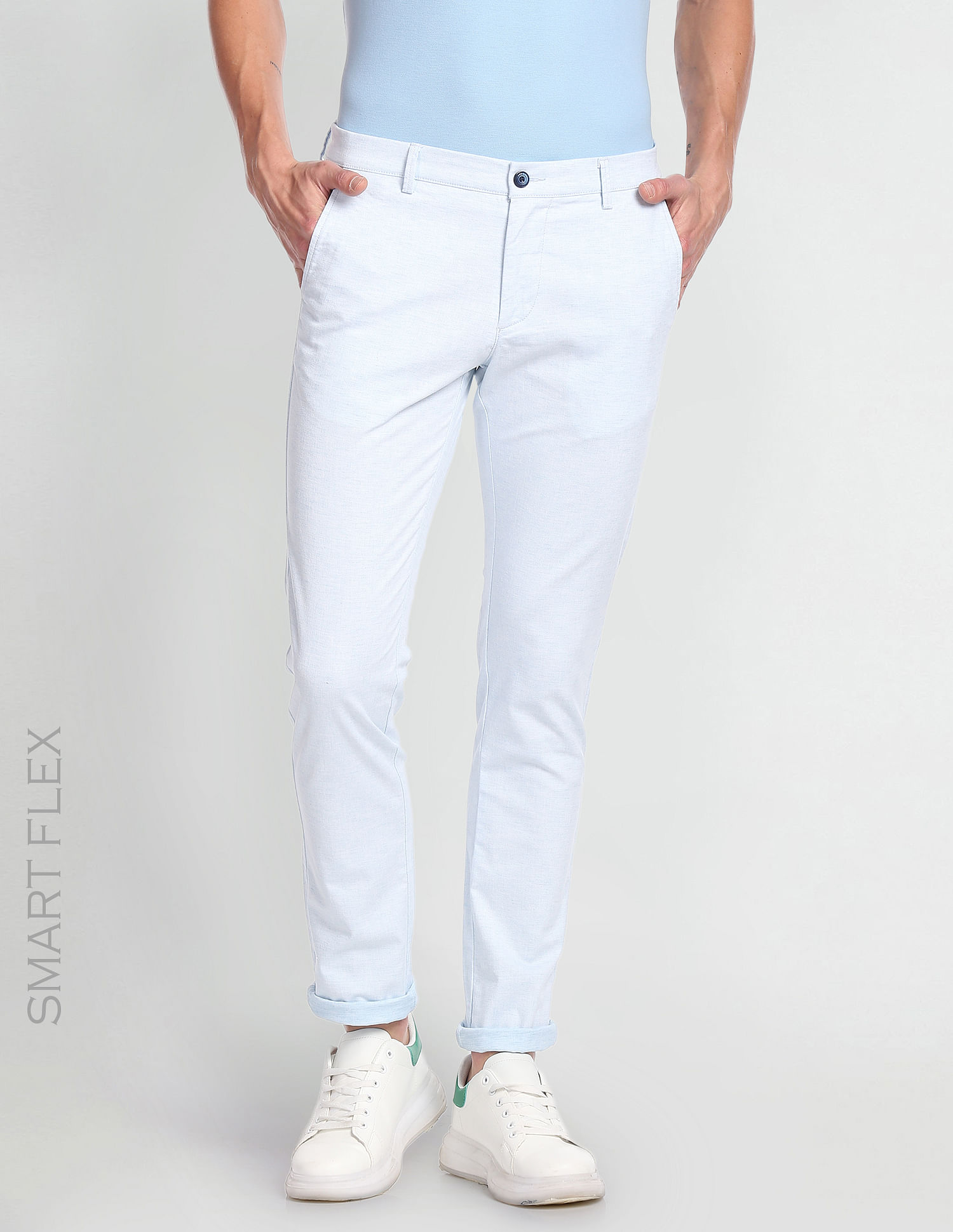 Buy Arrow Men Old Navy Hudson Tailored Fit Smart Flex Formal Trousers online