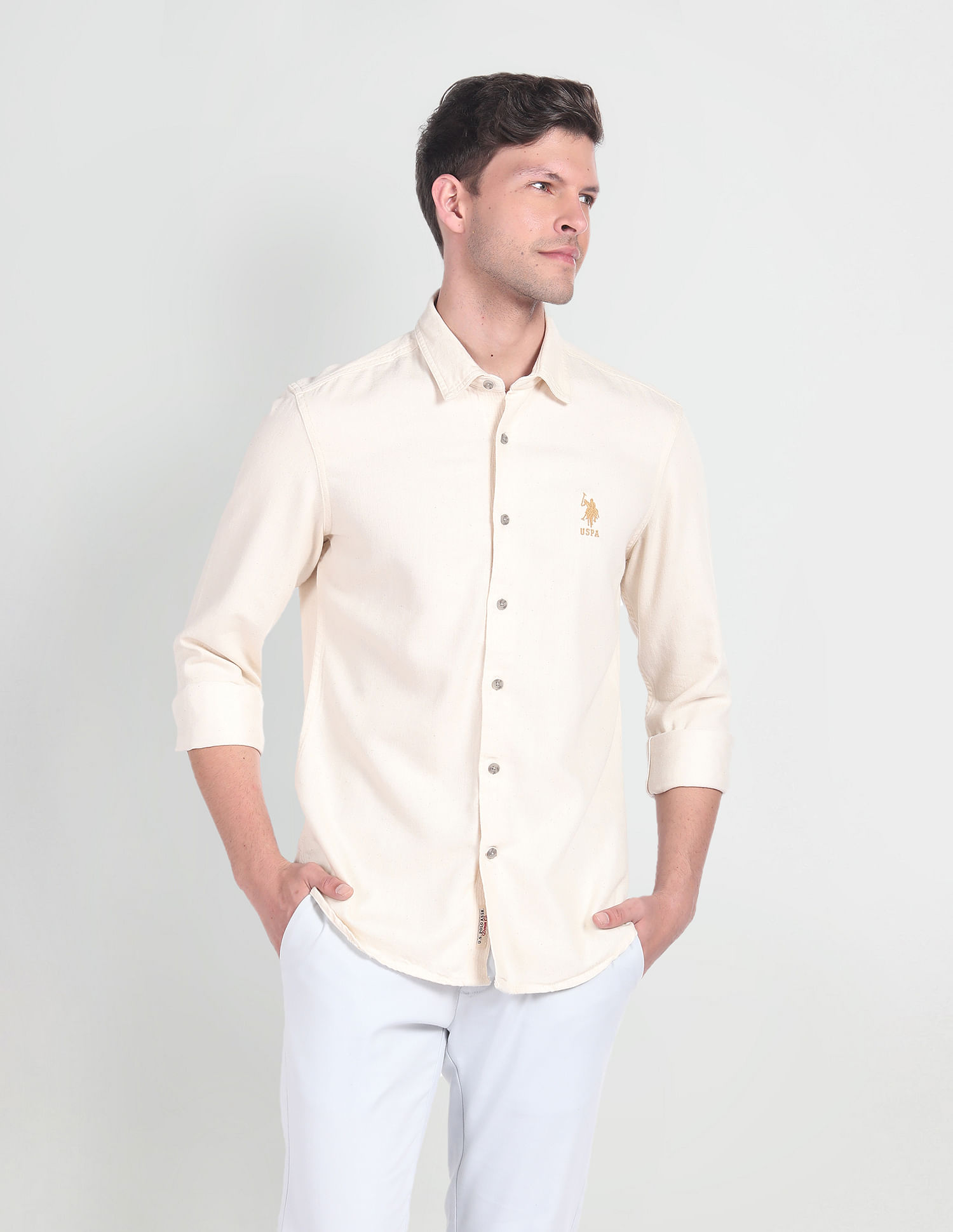 U.S. Polo Assn. Denim Co. Men Printed Casual White Shirt - Buy U.S. Polo  Assn. Denim Co. Men Printed Casual White Shirt Online at Best Prices in  India | Flipkart.com