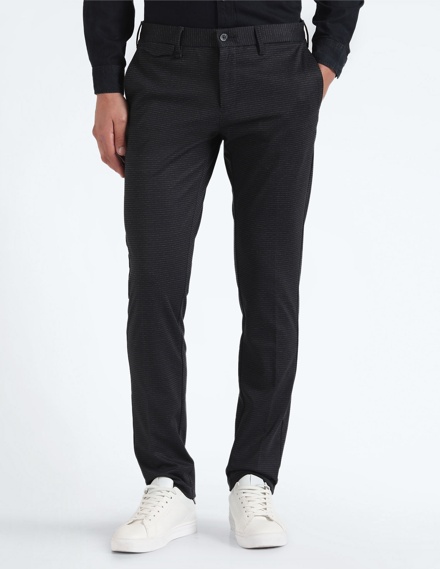 Flying Machine Super Slim Fit Striped Trousers