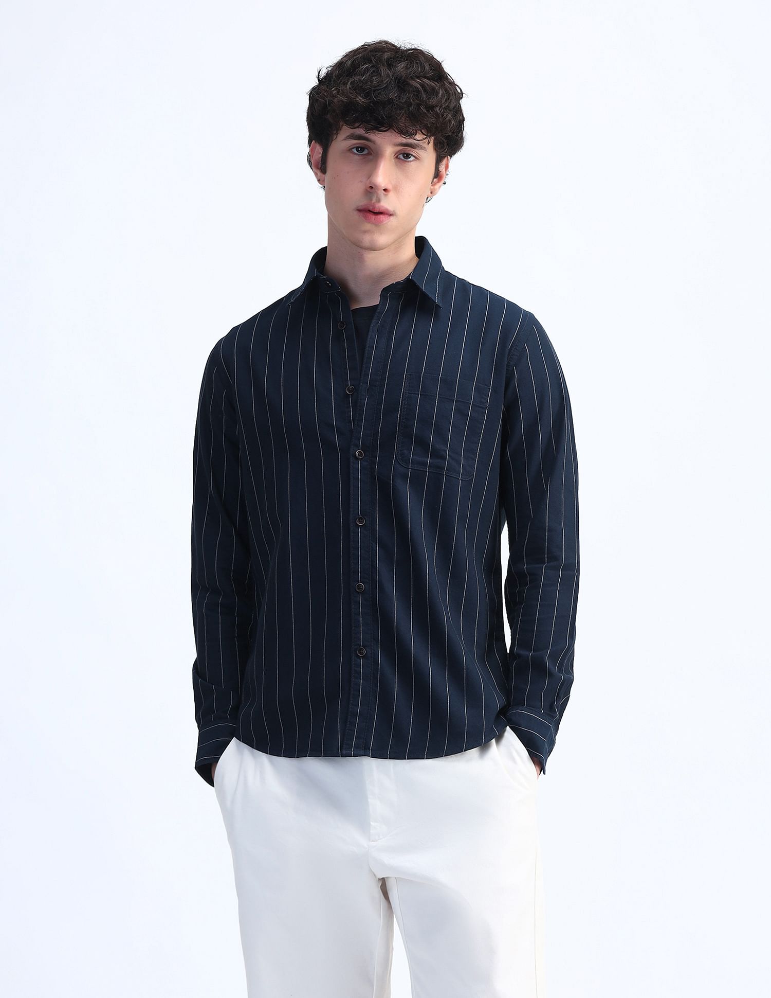 Flying Machine Slim Fit Striped Shirt