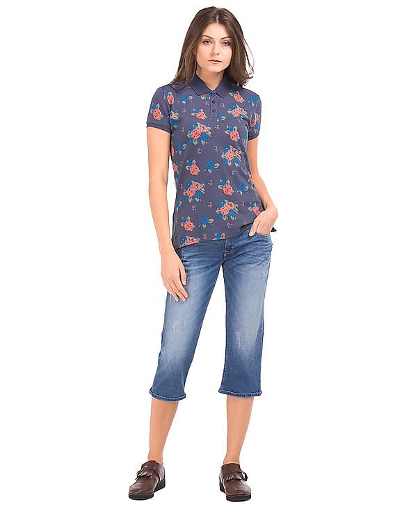 U.S. Polo Assn. Women Floral Print Regular Fit Polo Shirt