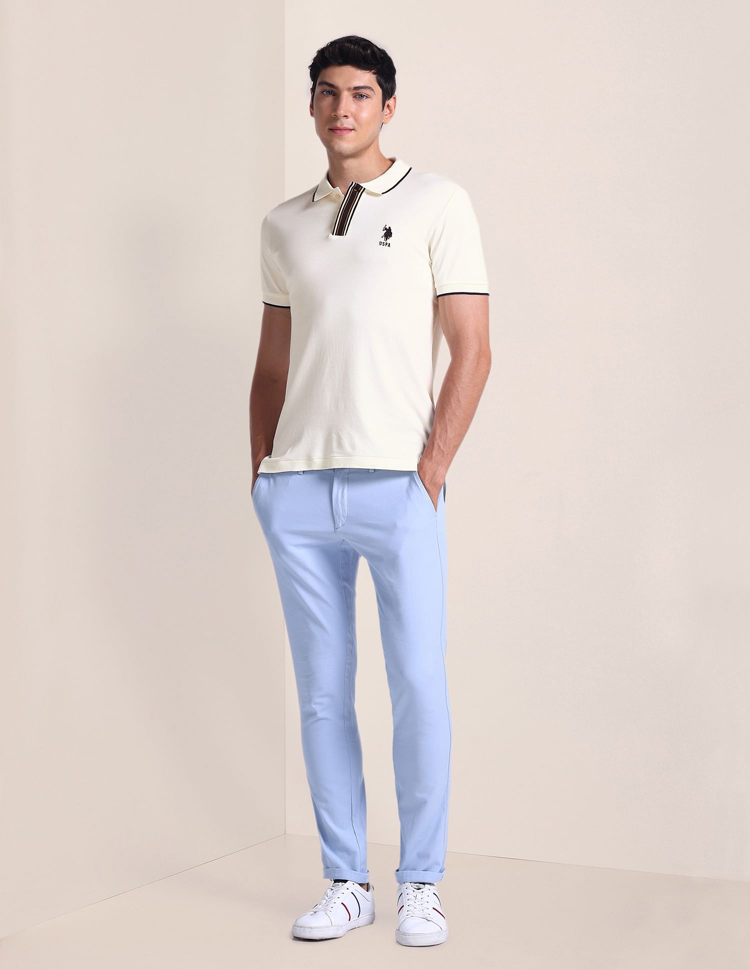U.S. Polo Assn. Stripe Placket Slim Polo Shirt