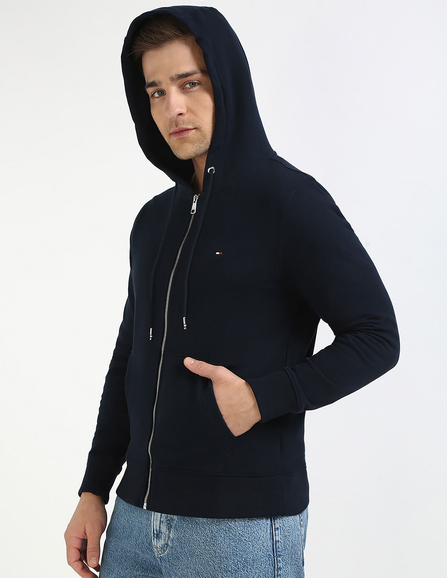 Tommy Hilfiger Solid Regular-Fit Cotton Hodded Sweatshirt