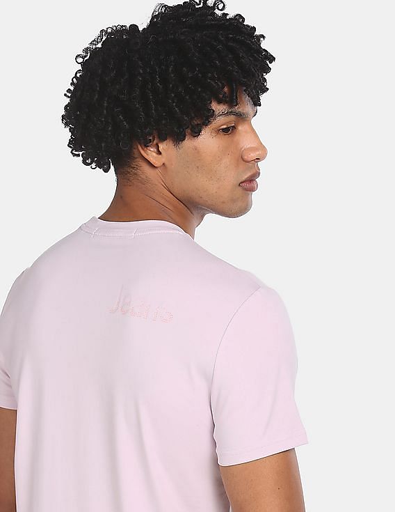 Buy Calvin Klein Men Light Pink Slim Fit Brand Print T-Shirt
