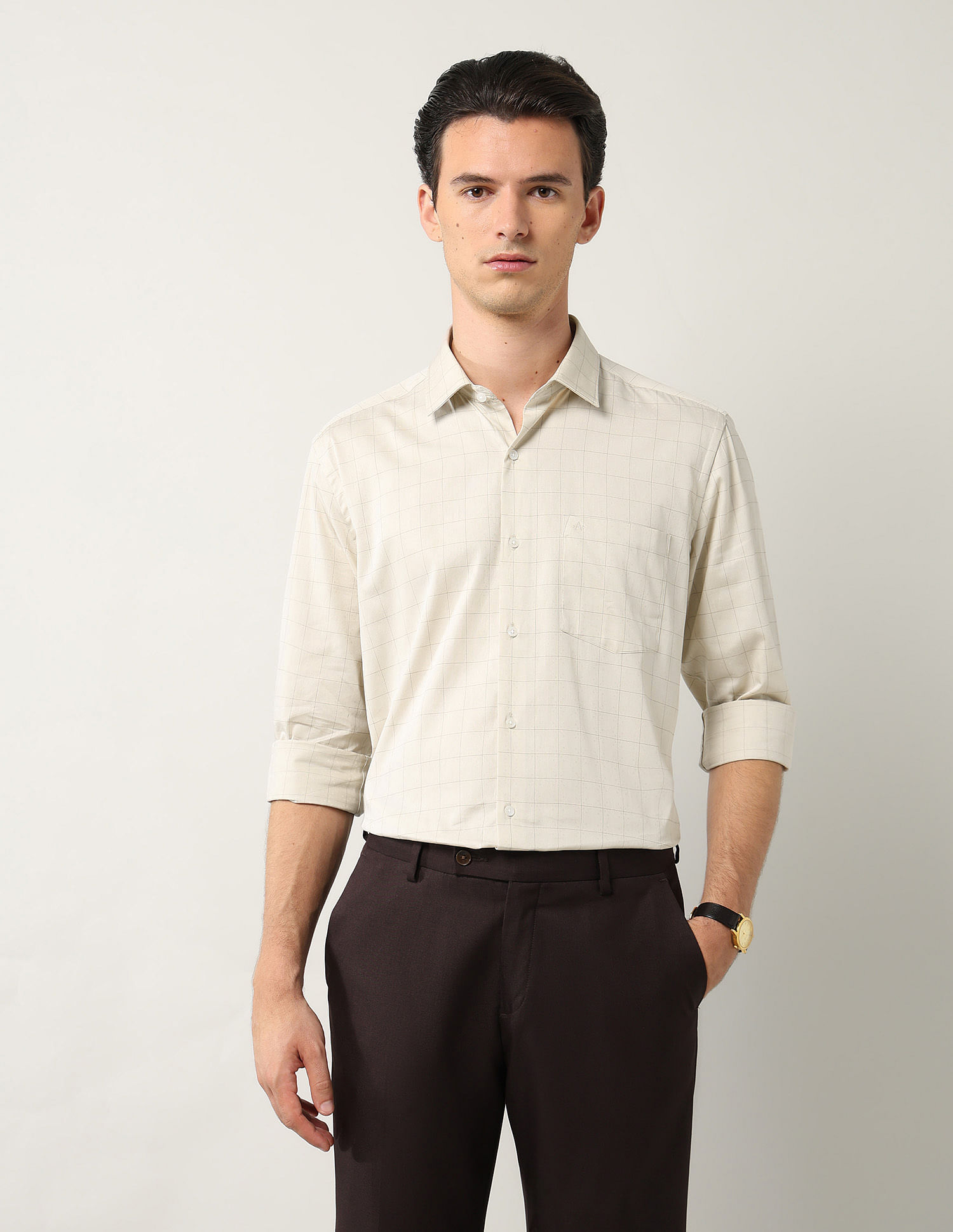 Arrow Windowpane Checked Pure Cotton Shirt