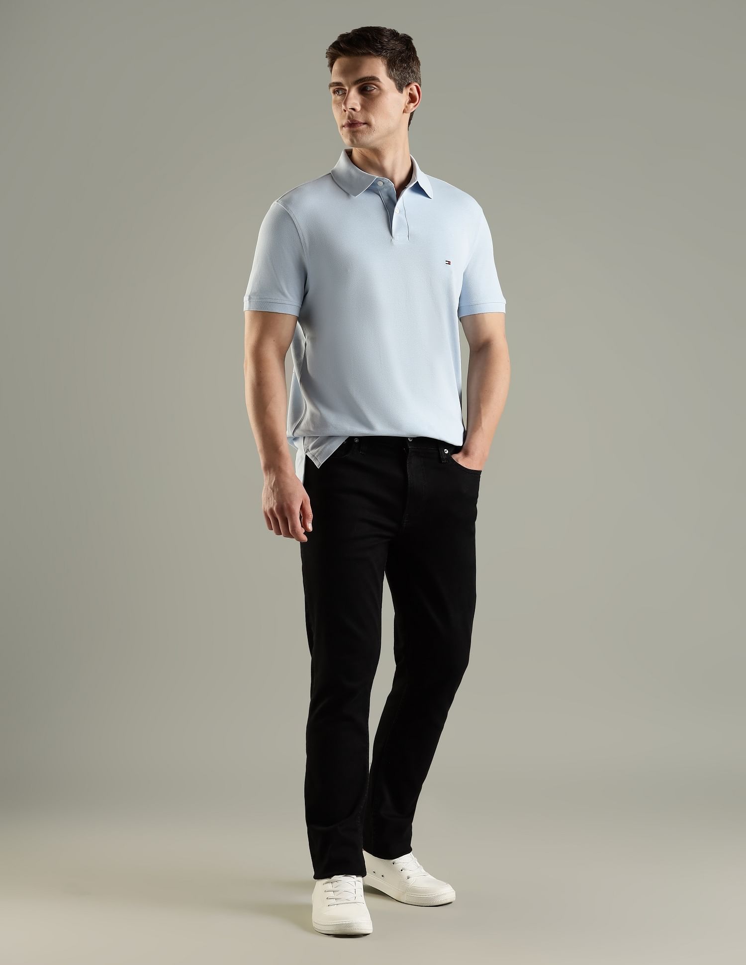 Tommy Hilfiger Solid Regular Fit Cotton Polo T-Shirt
