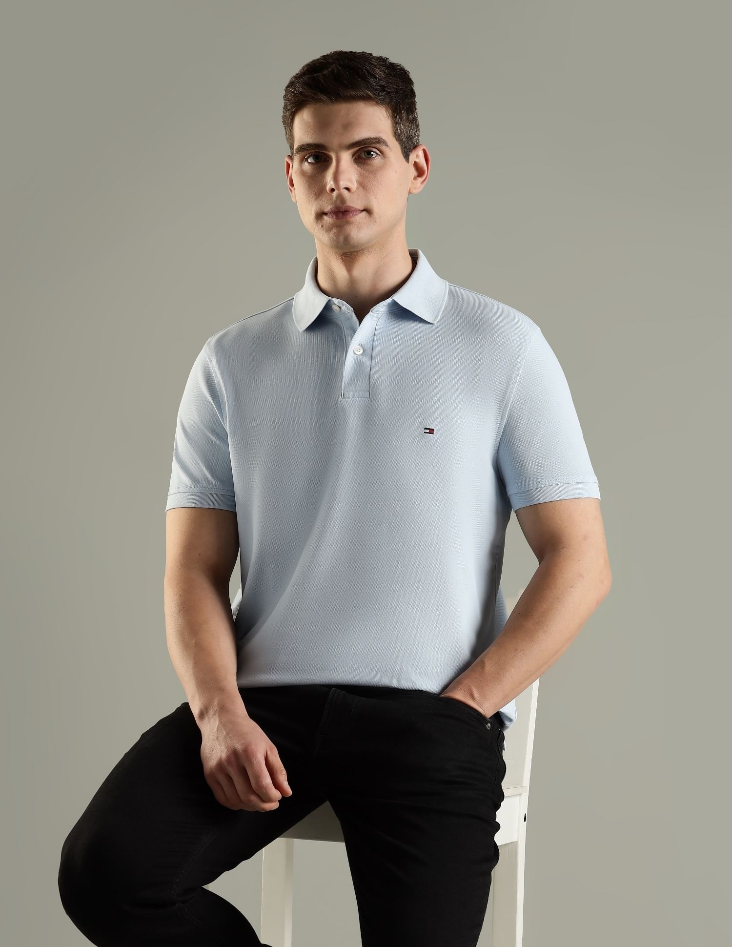 Tommy Hilfiger Solid Regular Fit Cotton Polo T-Shirt