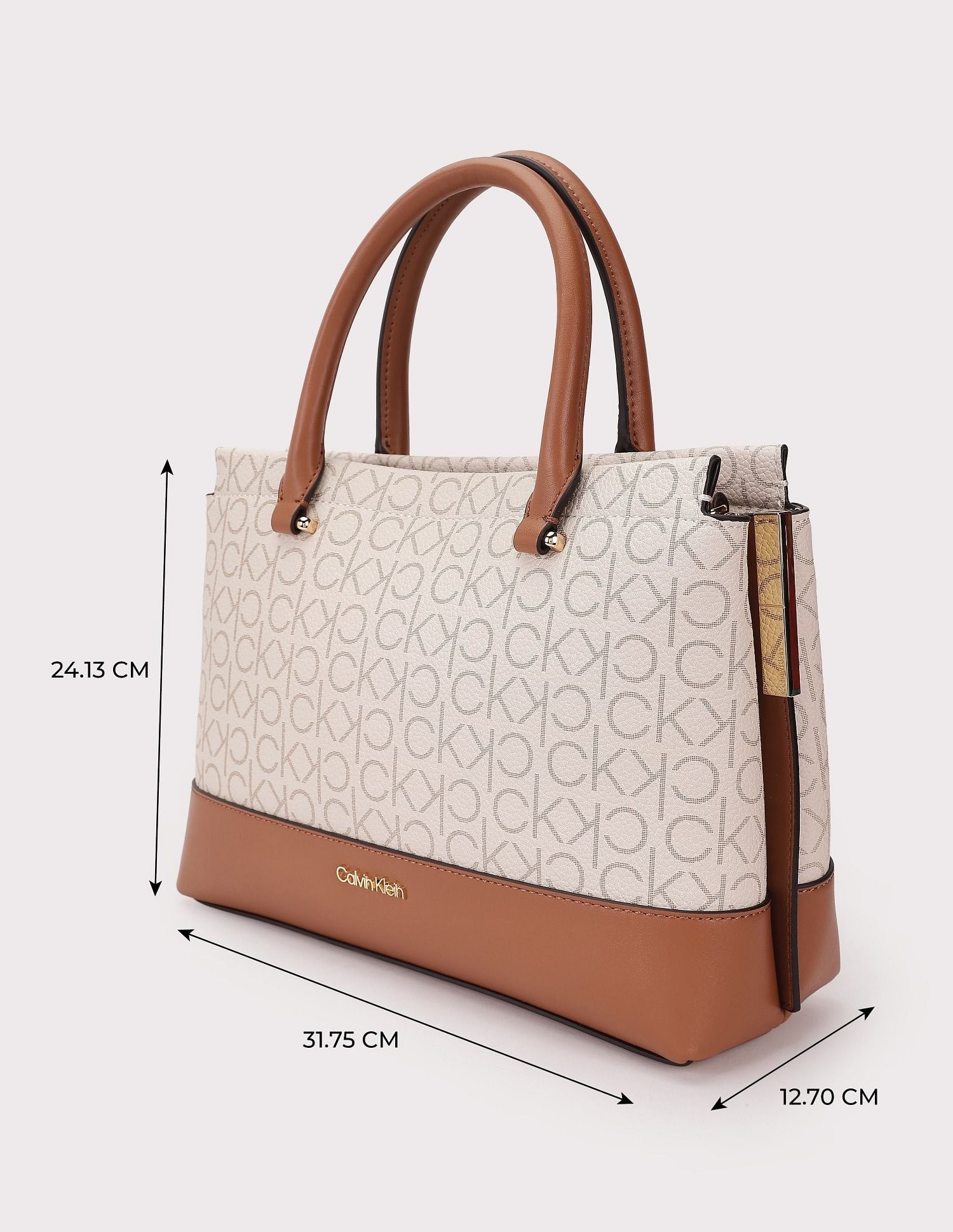 Calvin Klein Logo Beige Pu Handbag