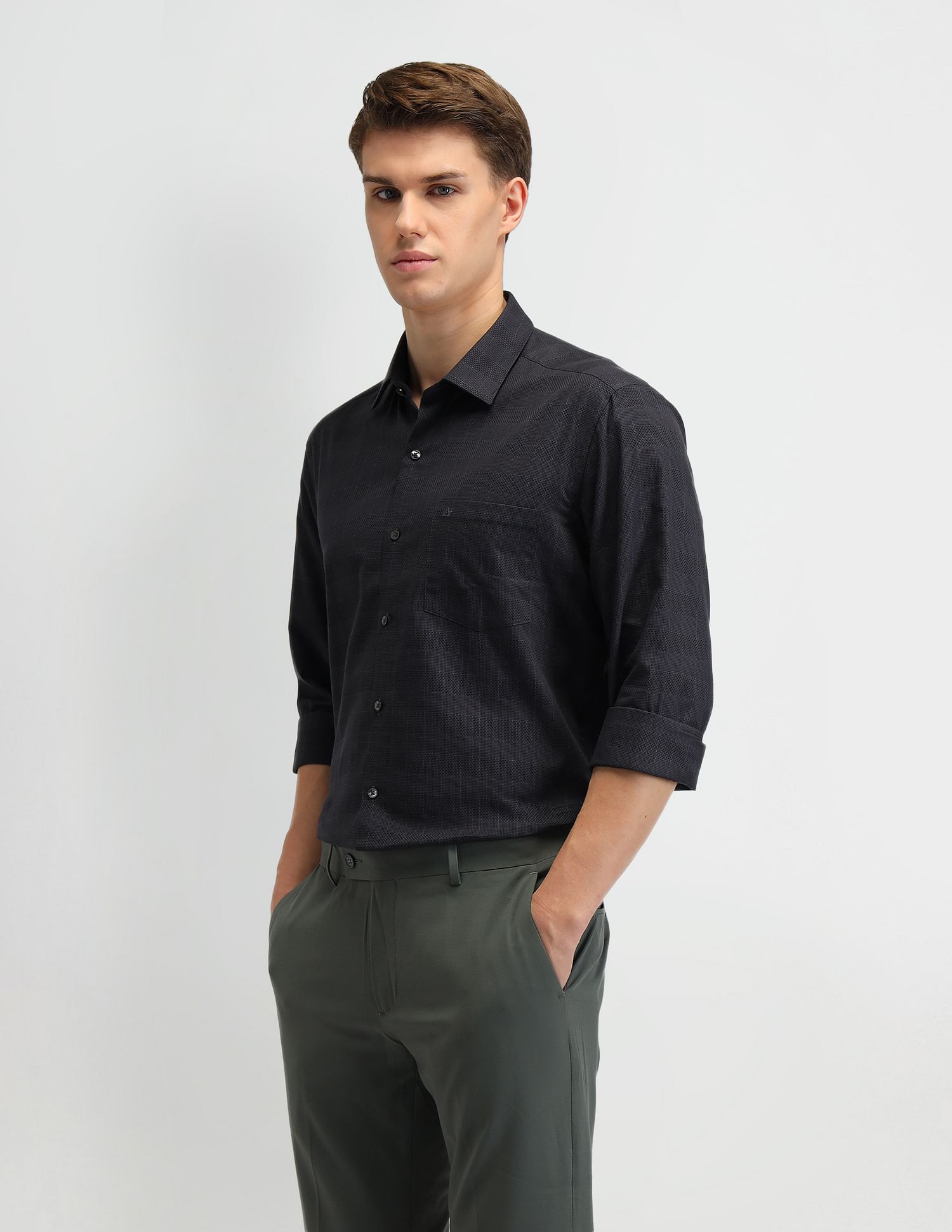 Arrow Houndstooth Cotton Formal Shirt