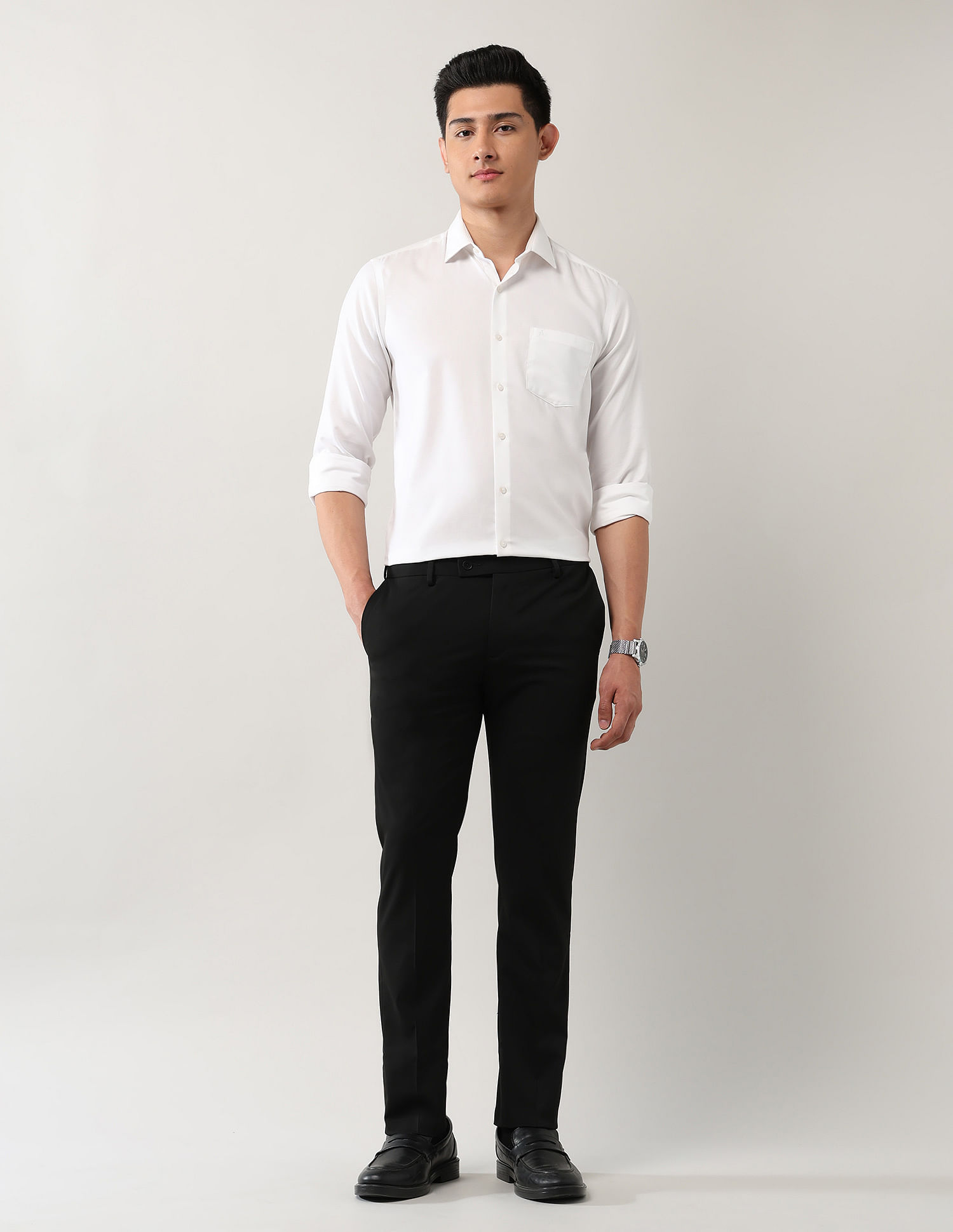 Arrow Regular Fit Solid Trousers
