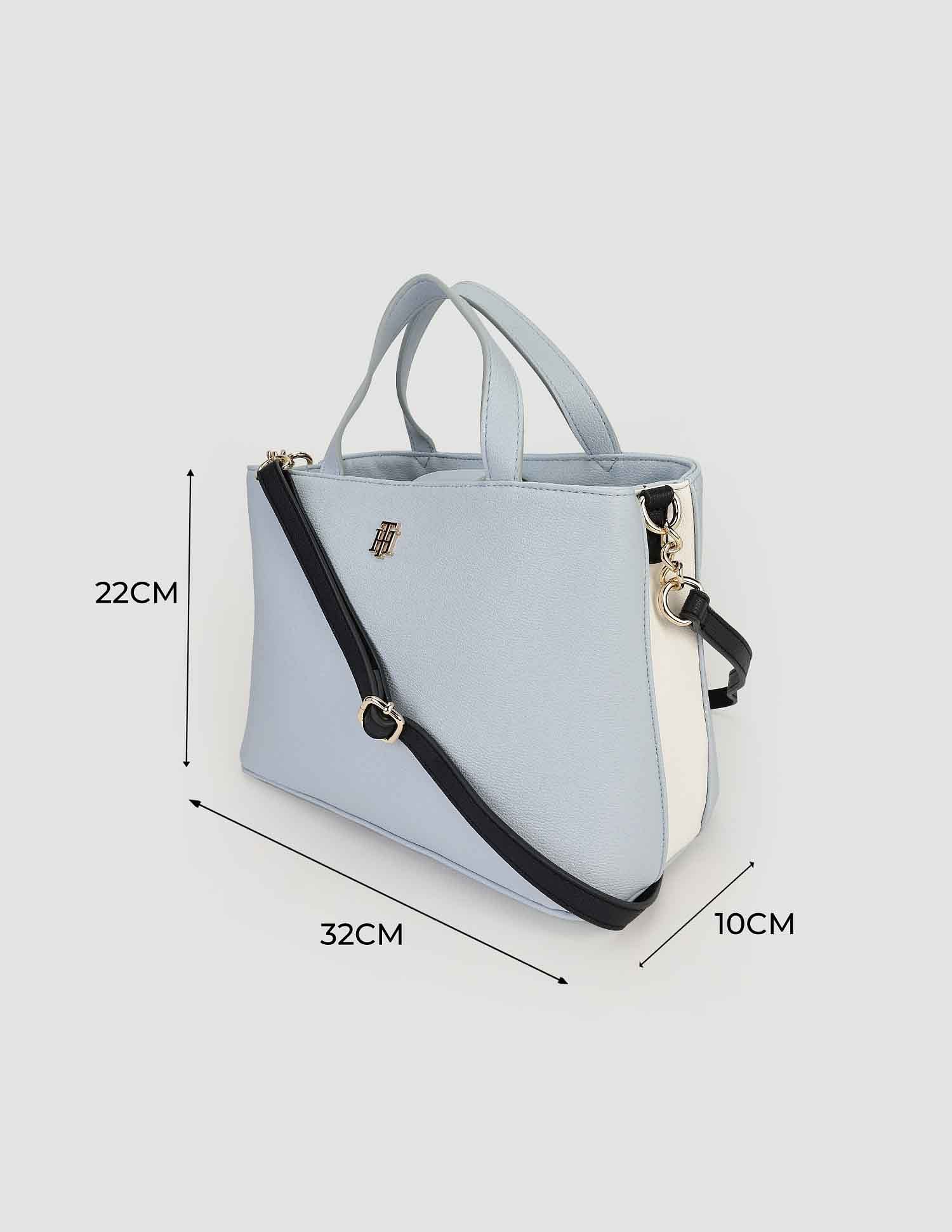 Tommy Hilfiger Solid Blue PU Hand Bags