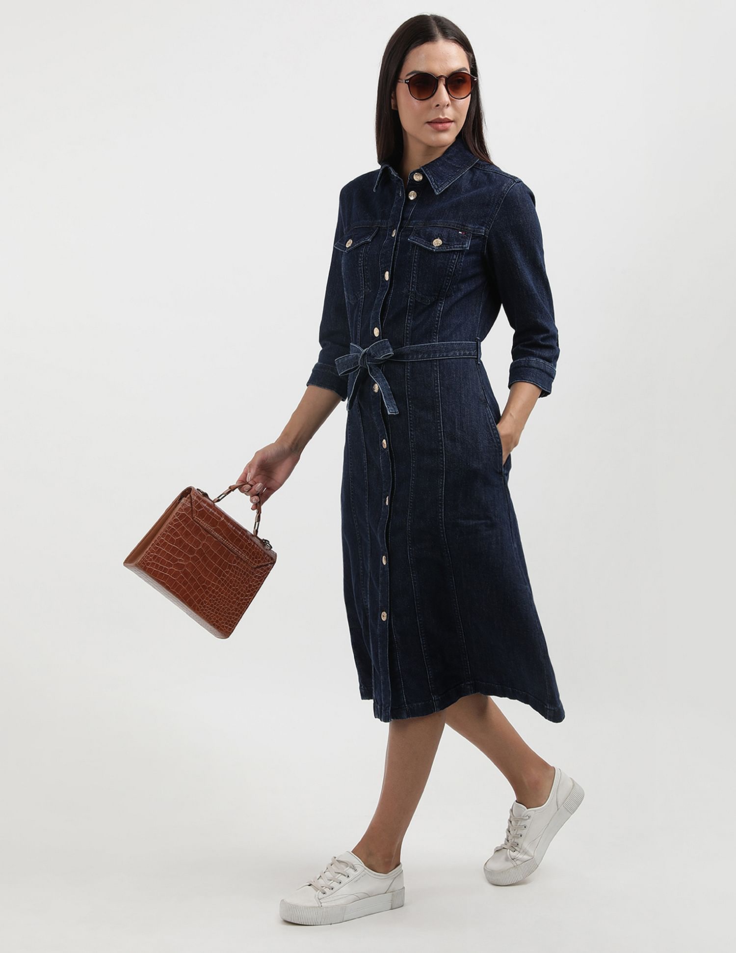 Tommy Hilfiger Belted Regular Fit Midi Dress