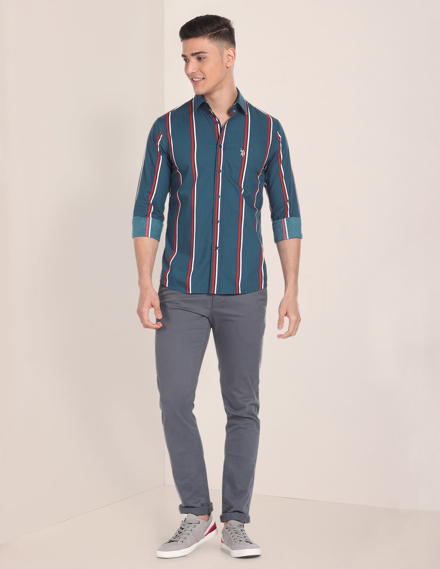 U.S. Polo Assn. Spread Collar Vertical Stripe Shirt