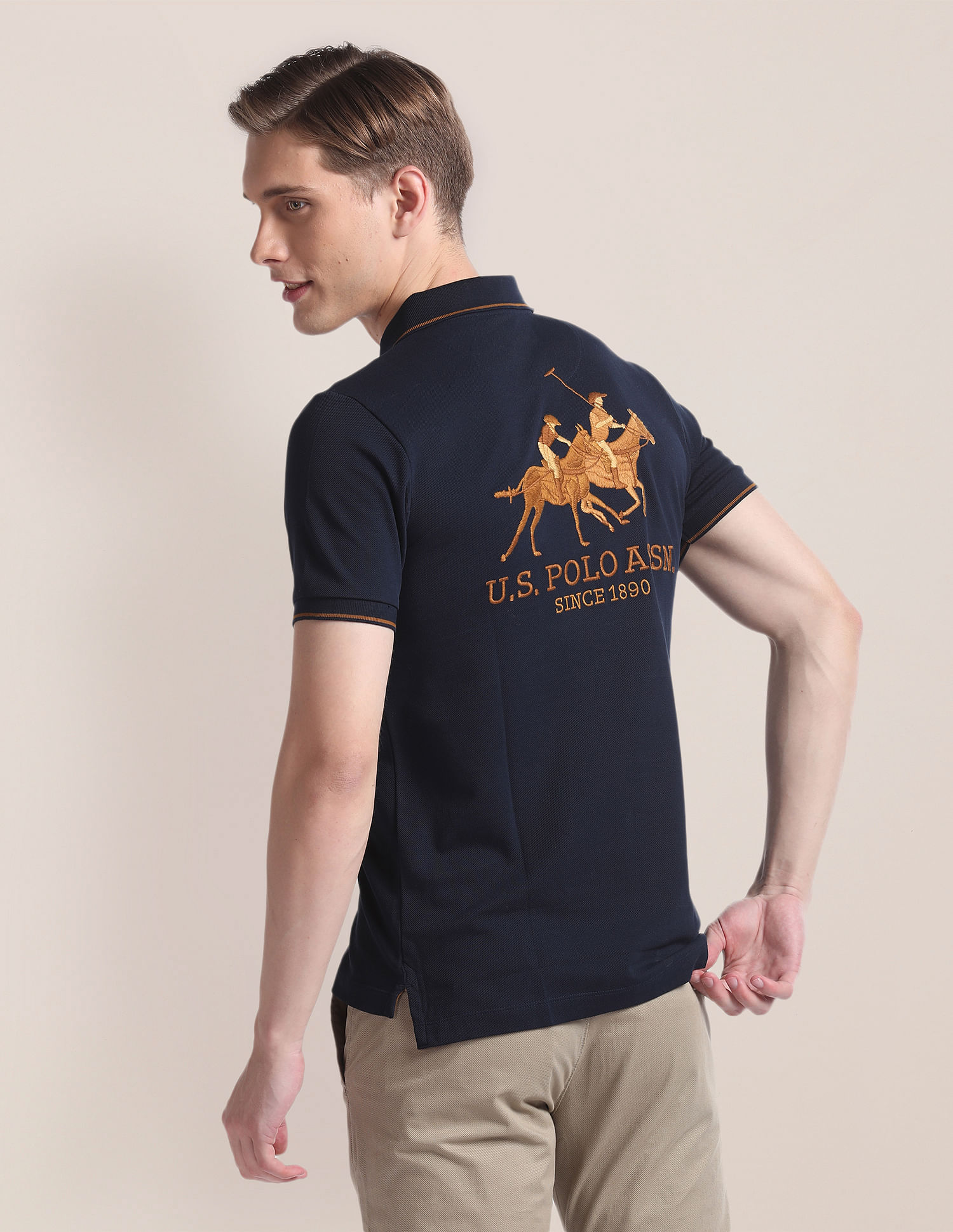 U.S. Polo Assn. Brand Embroidered Slim Polo Shirt