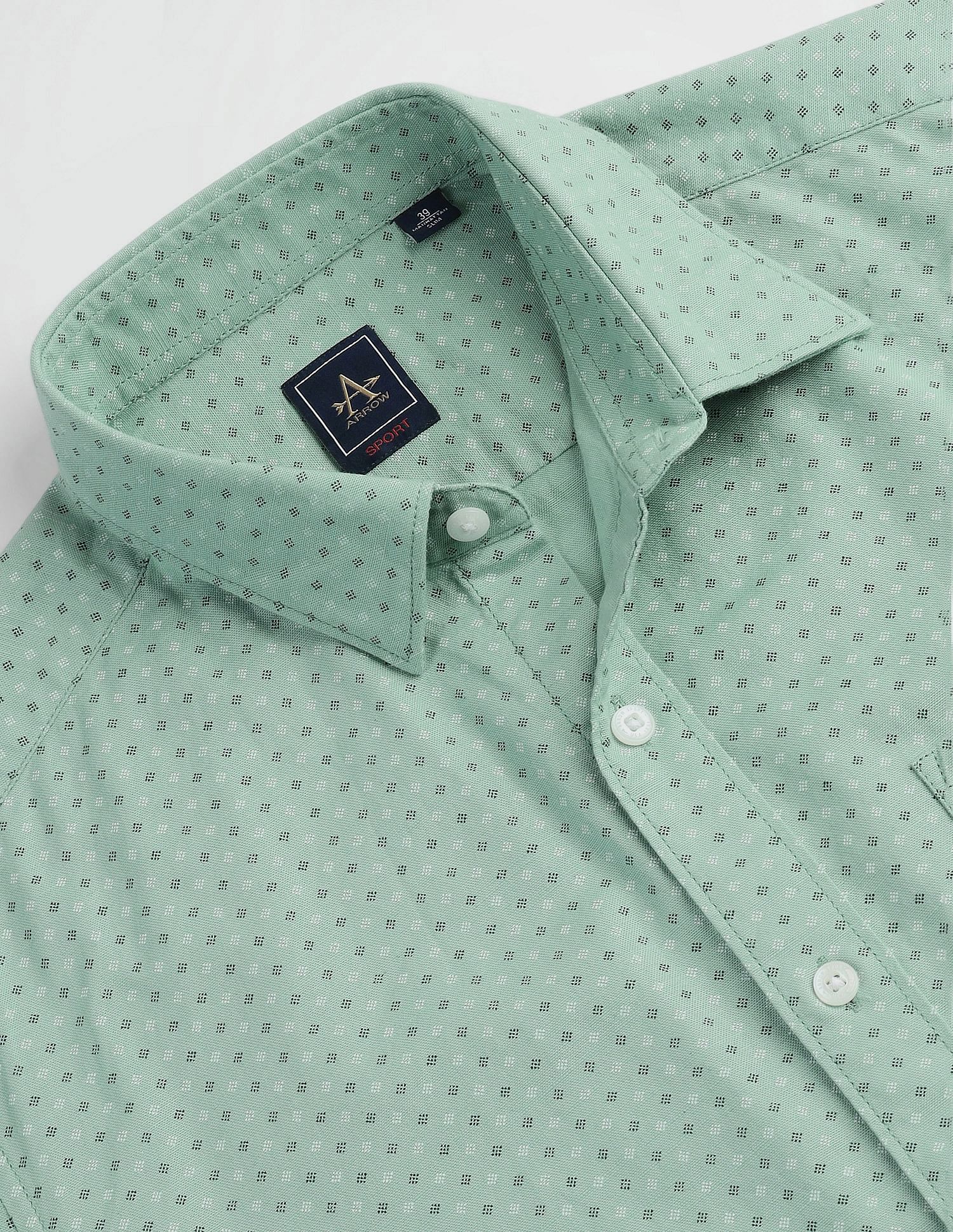 Arrow Sport Geometric Print Manhattan Slim Shirt