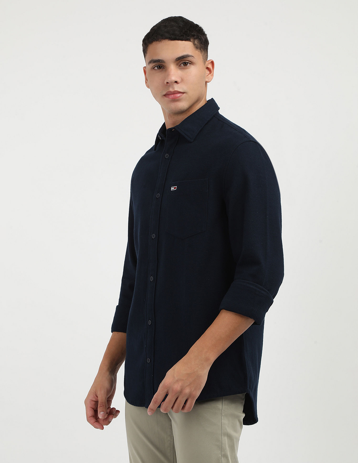 Tommy Hilfiger Solid Cotton Flannel Shirt