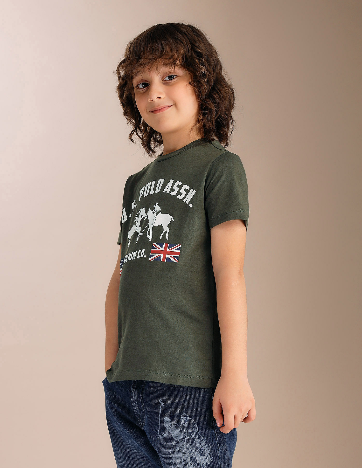 U.S. Polo Assn. Kids Boys Regular Fit Brand Printed T-Shirt
