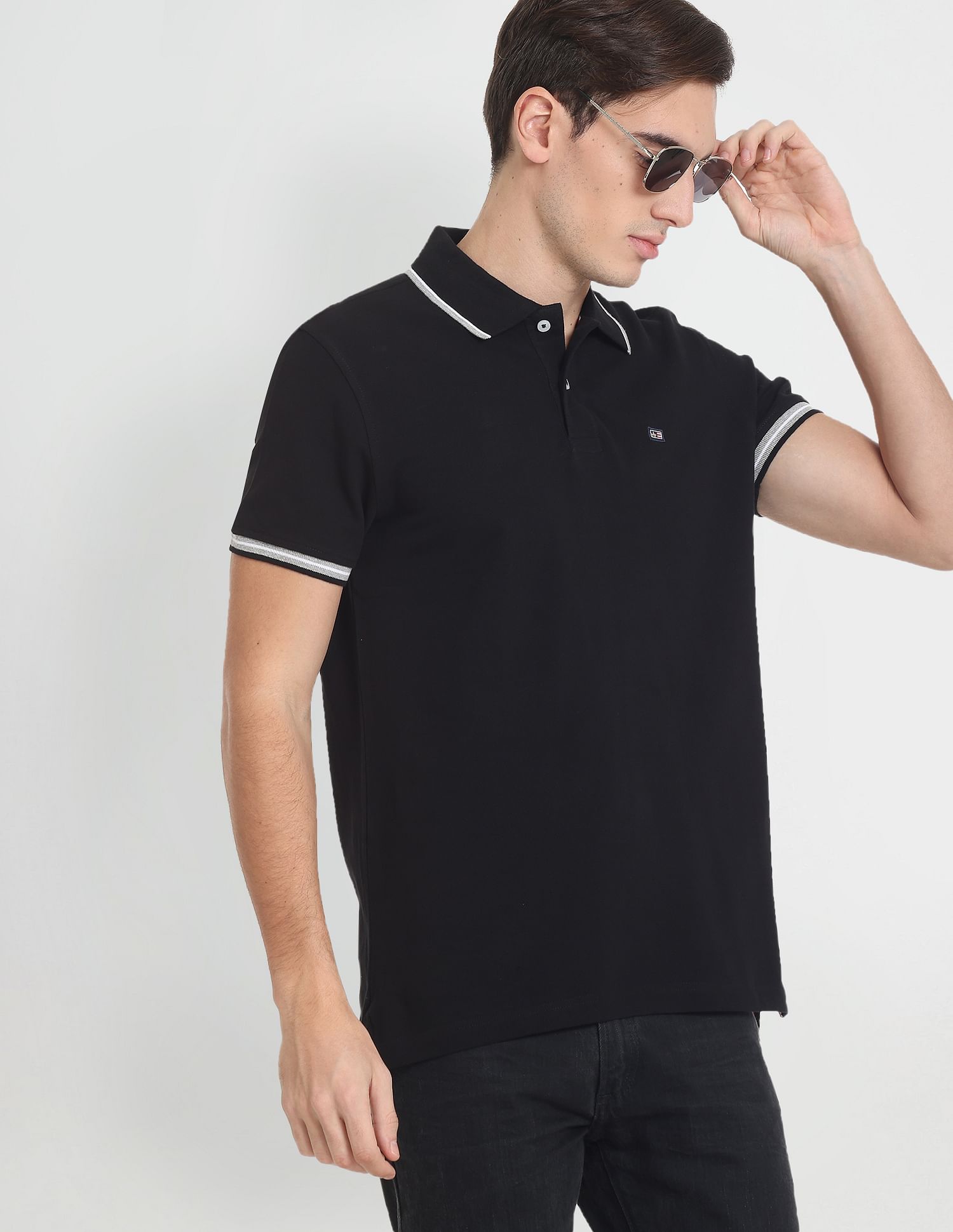 Arrow Sports Tipped Collar Solid Pique Polo Shirt