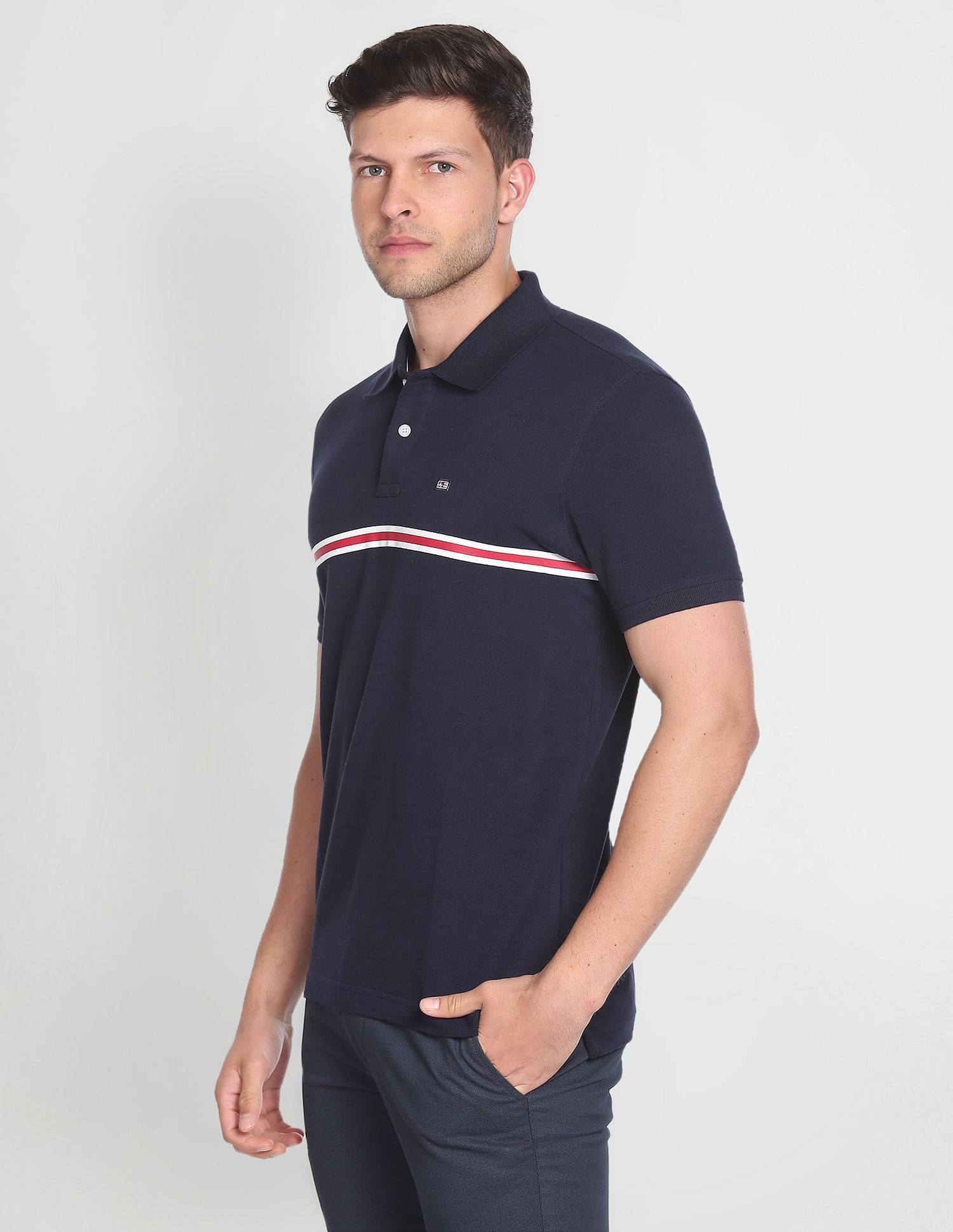 Arrow Sports Engineered Stripe Cotton Polo Shirt