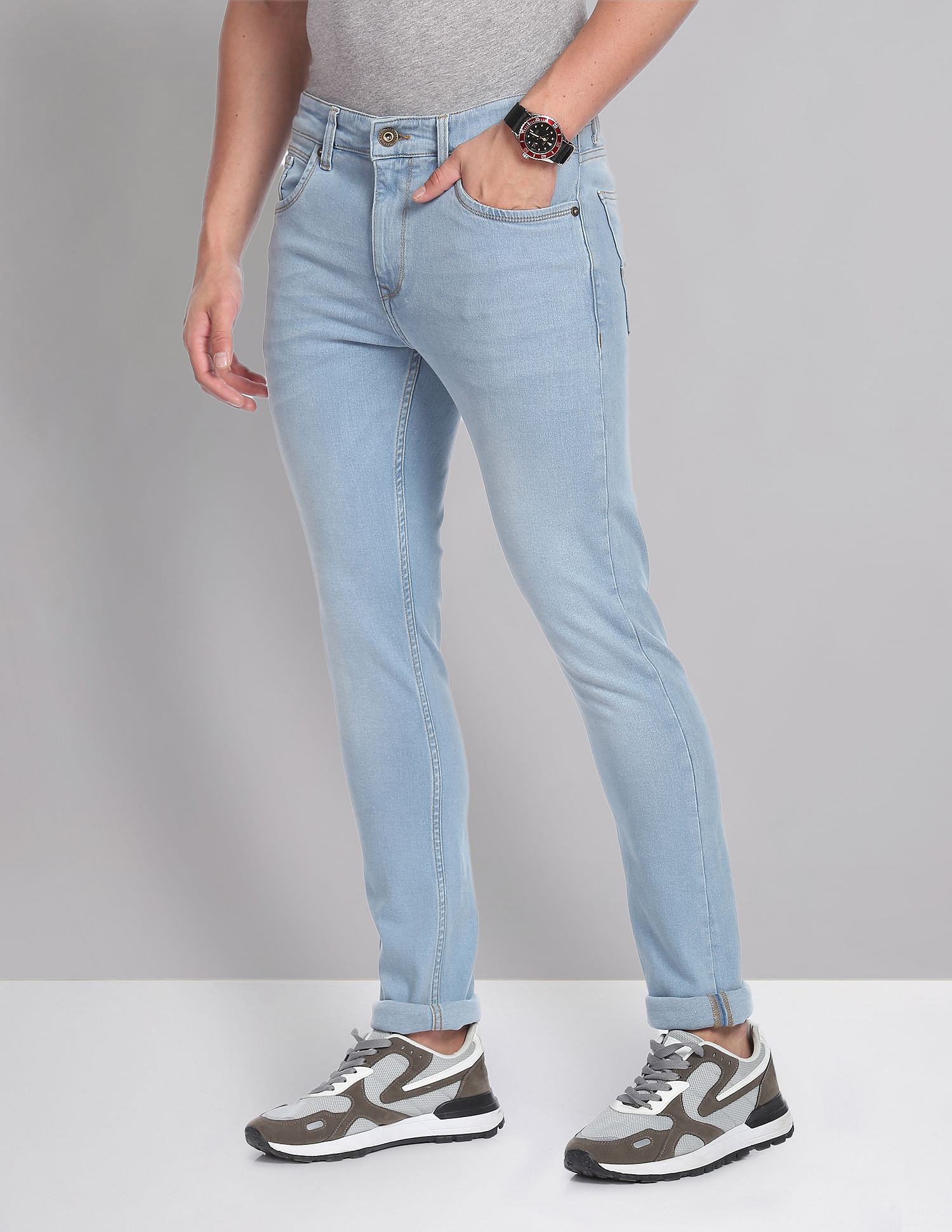 AD by Arvind Slim Fit Stone Wash All Day Jeans