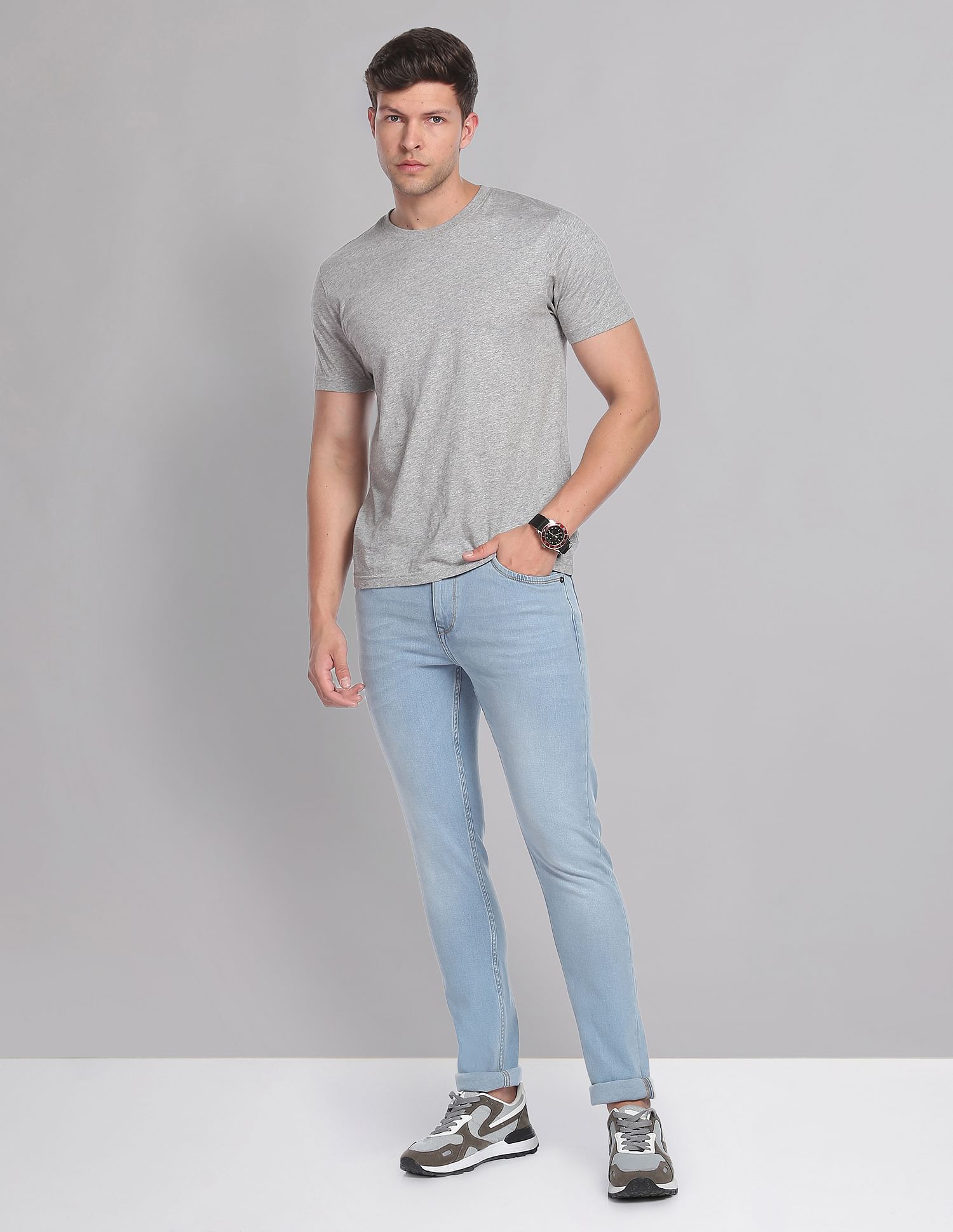 AD by Arvind Slim Fit Stone Wash All Day Jeans