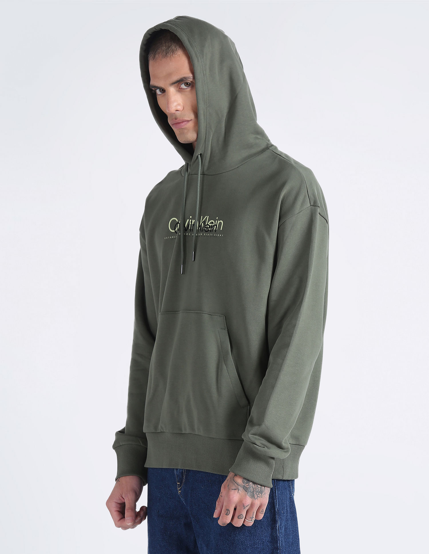 nnteen Buy Calvin Klein Double Flock Logo Hooded Sweatshirt - NNNOW.com