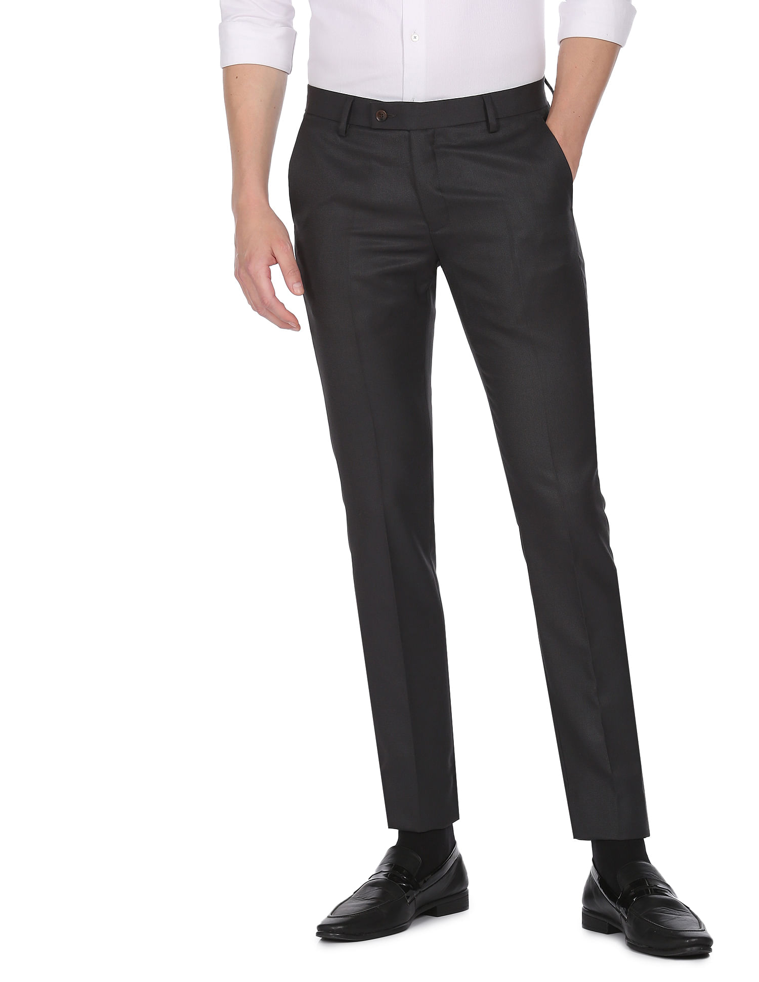 Buy LH Urban Black Solid Formal Trousers Online  488371  The Collective