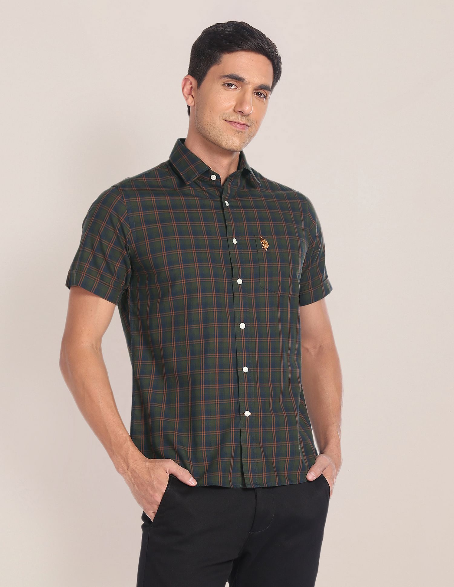 U.S. Polo Assn. Short Sleeve Plaid Check Shirt