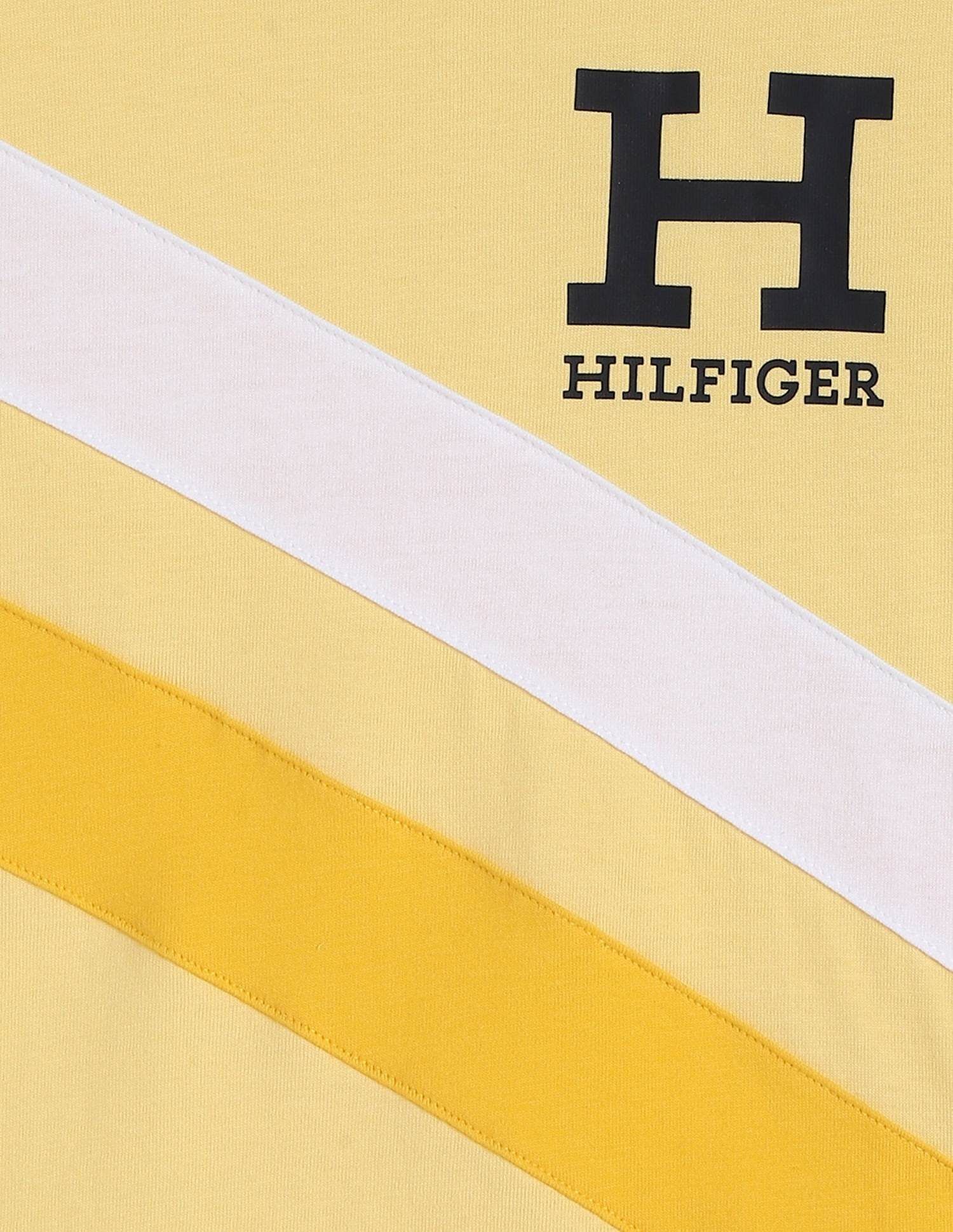 Tommy Hilfiger Boys Yellow Diagonal Striped T-Shirt