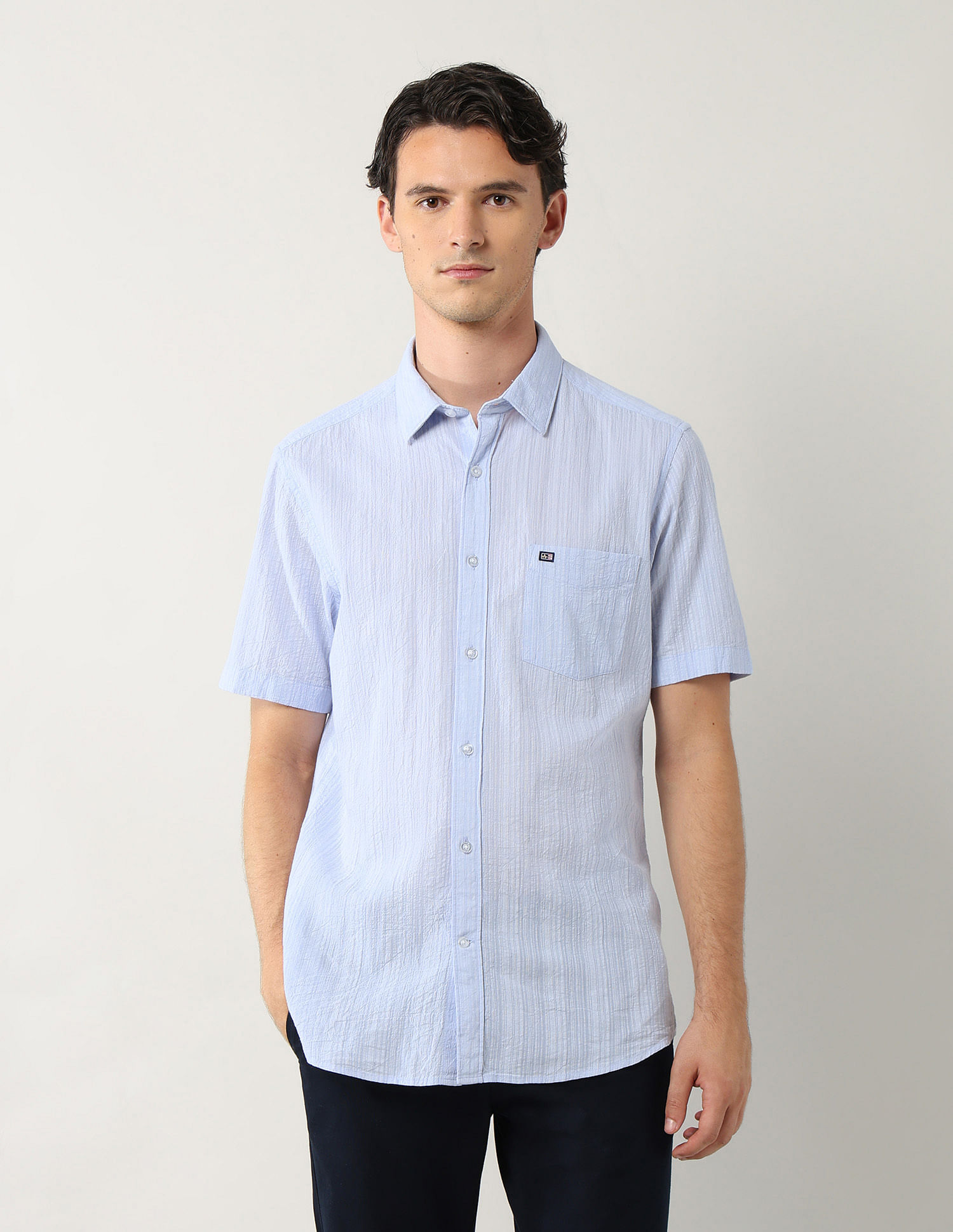 Arrow Sport Vertical Striped Pure Cotton Shirt